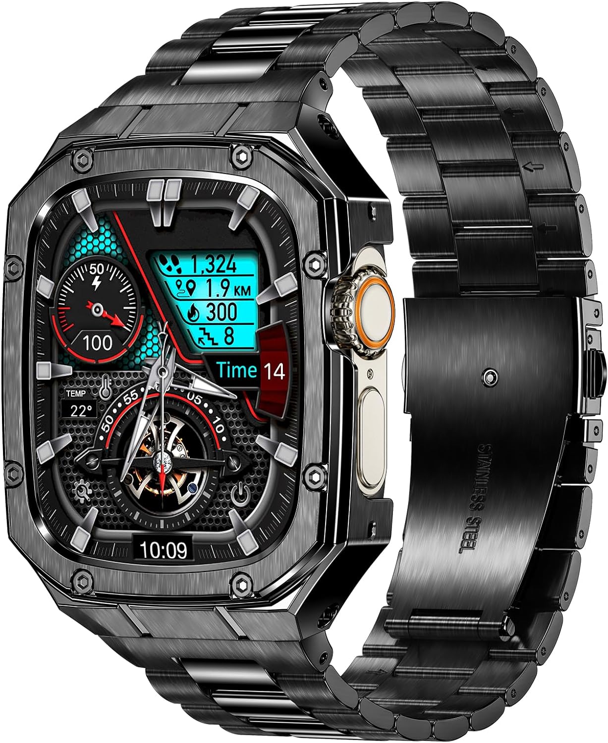 Stainless Steel Watch Band with Case Compatible with Apple Watch band Ultra 2 1...