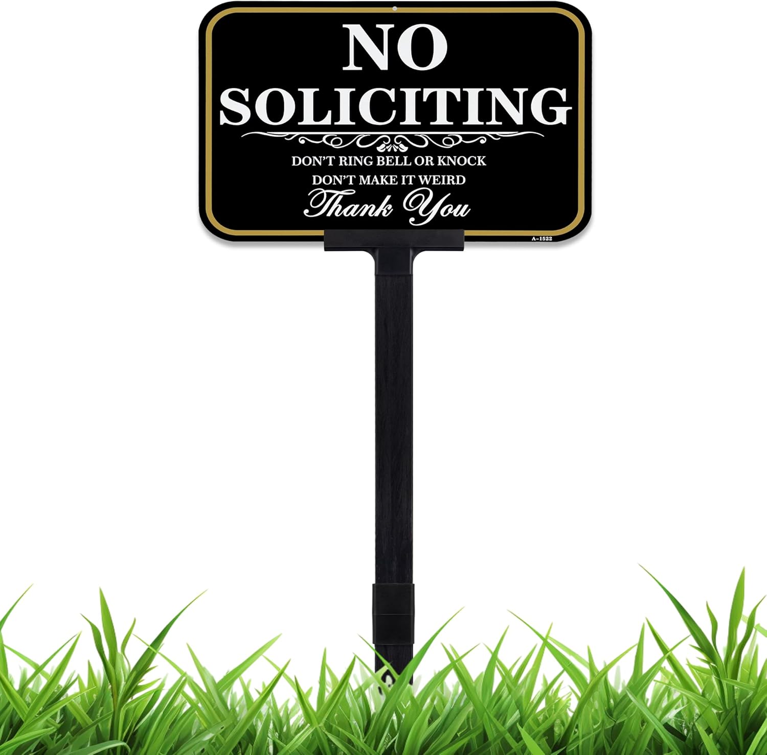 No Soliciting Sign for House With Stake, No Soliciting Yard Sign 14x10 inch/37 i...