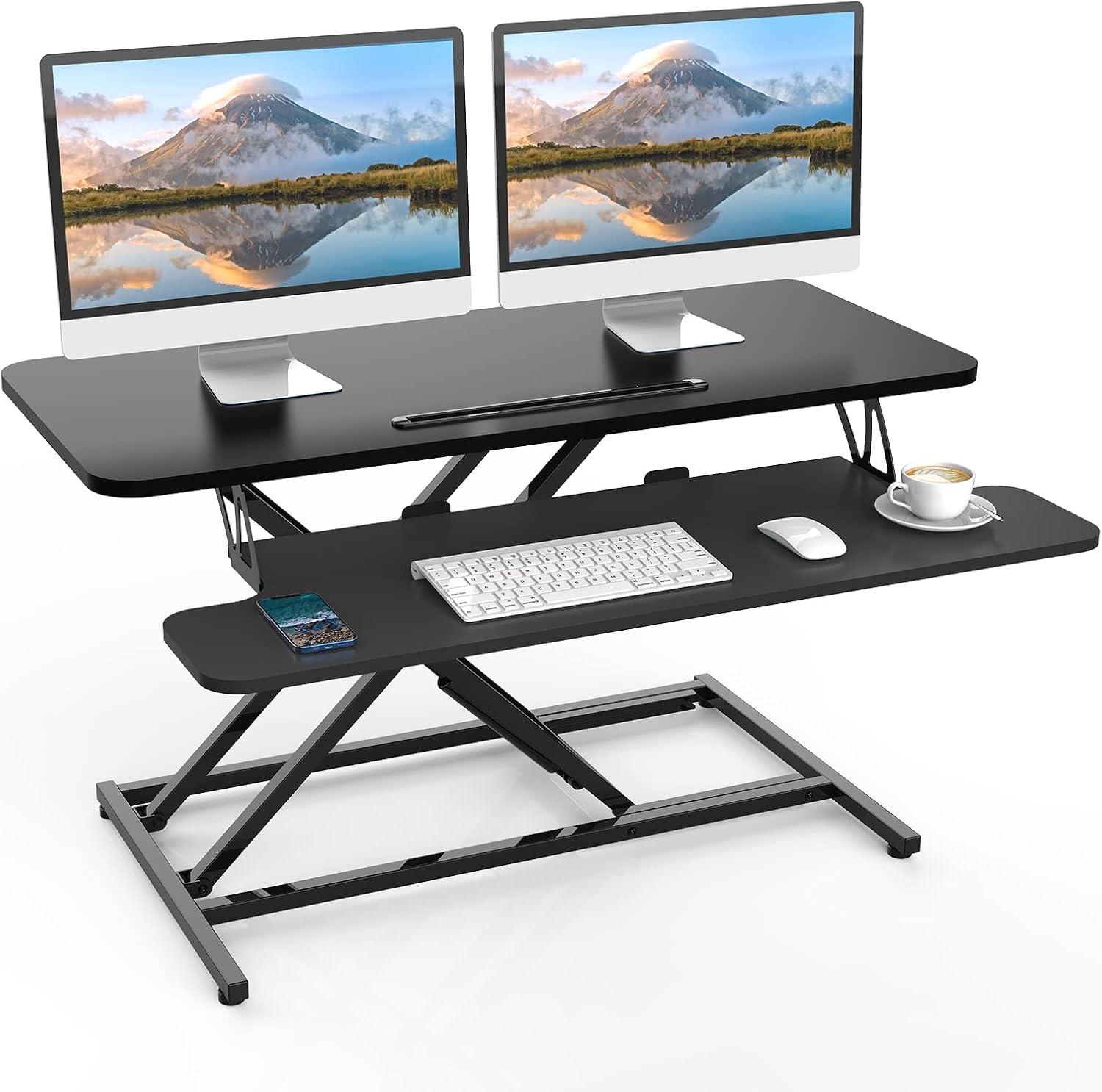 ERGOMAKER Standing Desk Converter, 36"/91cm Wide Height Adjustable Quick Sit to...