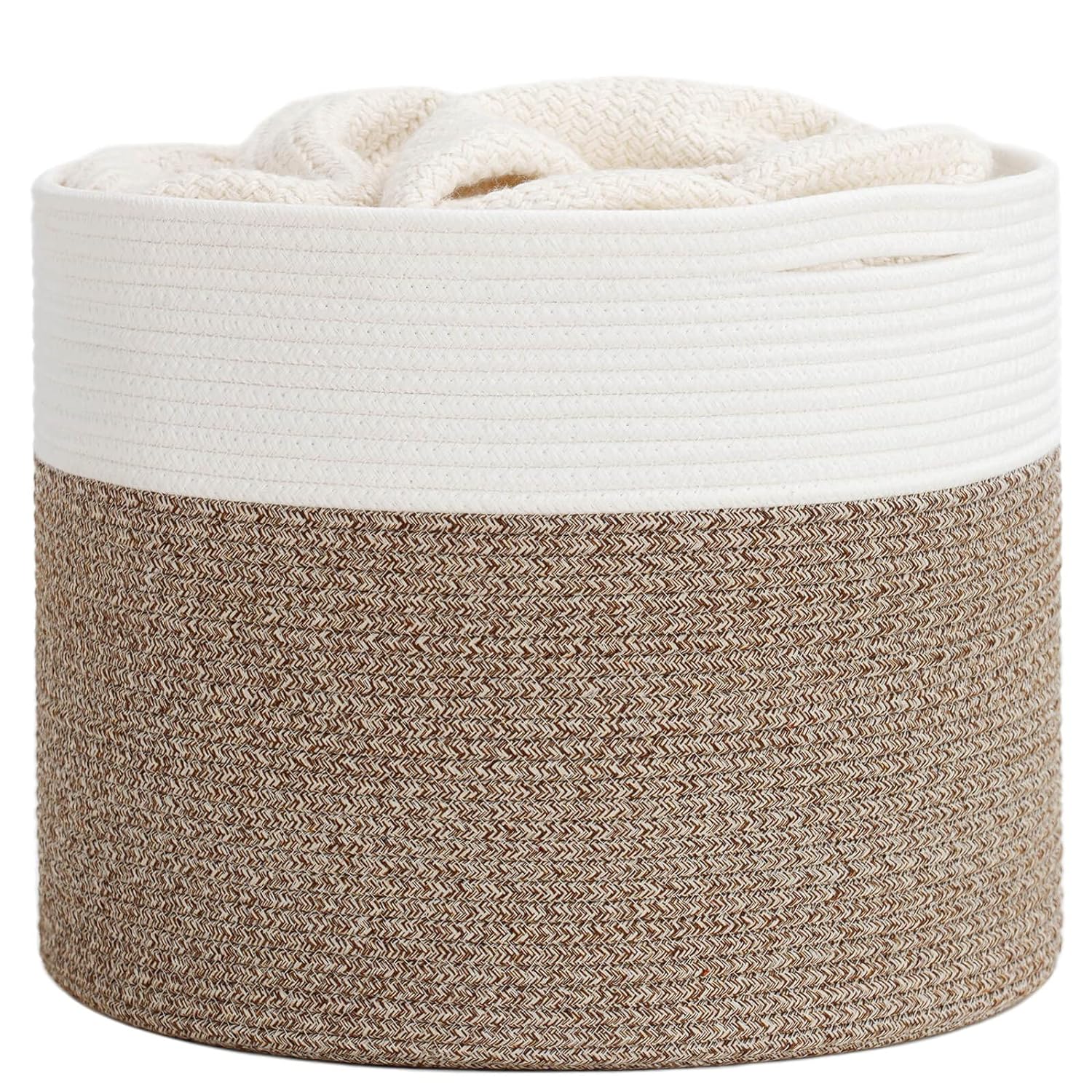 Goodpick Large Cotton Rope Basket, Blanket Basket...