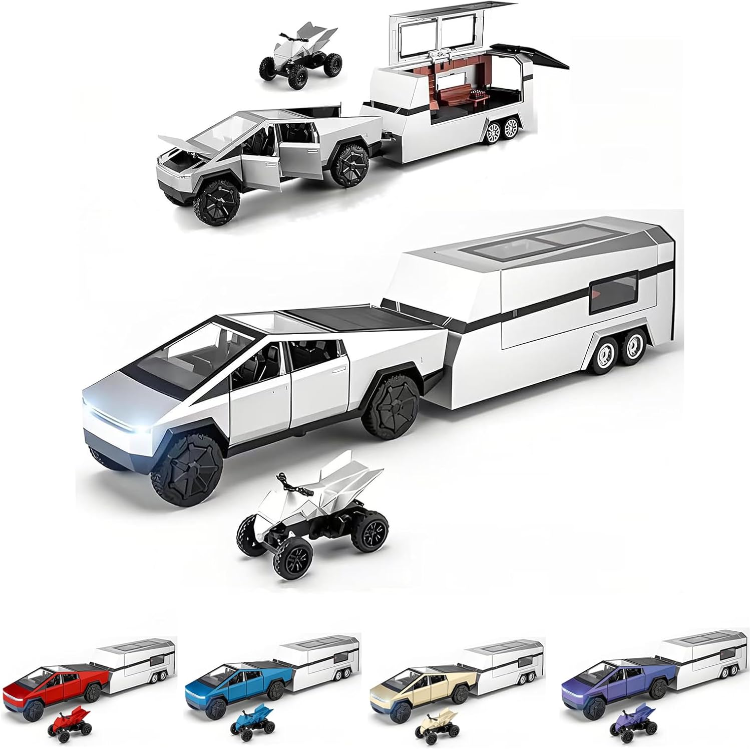 Cyber Toy Alloy Die-cast Truck Model with RV Motorcycle ATV and RV Race Car Pick...