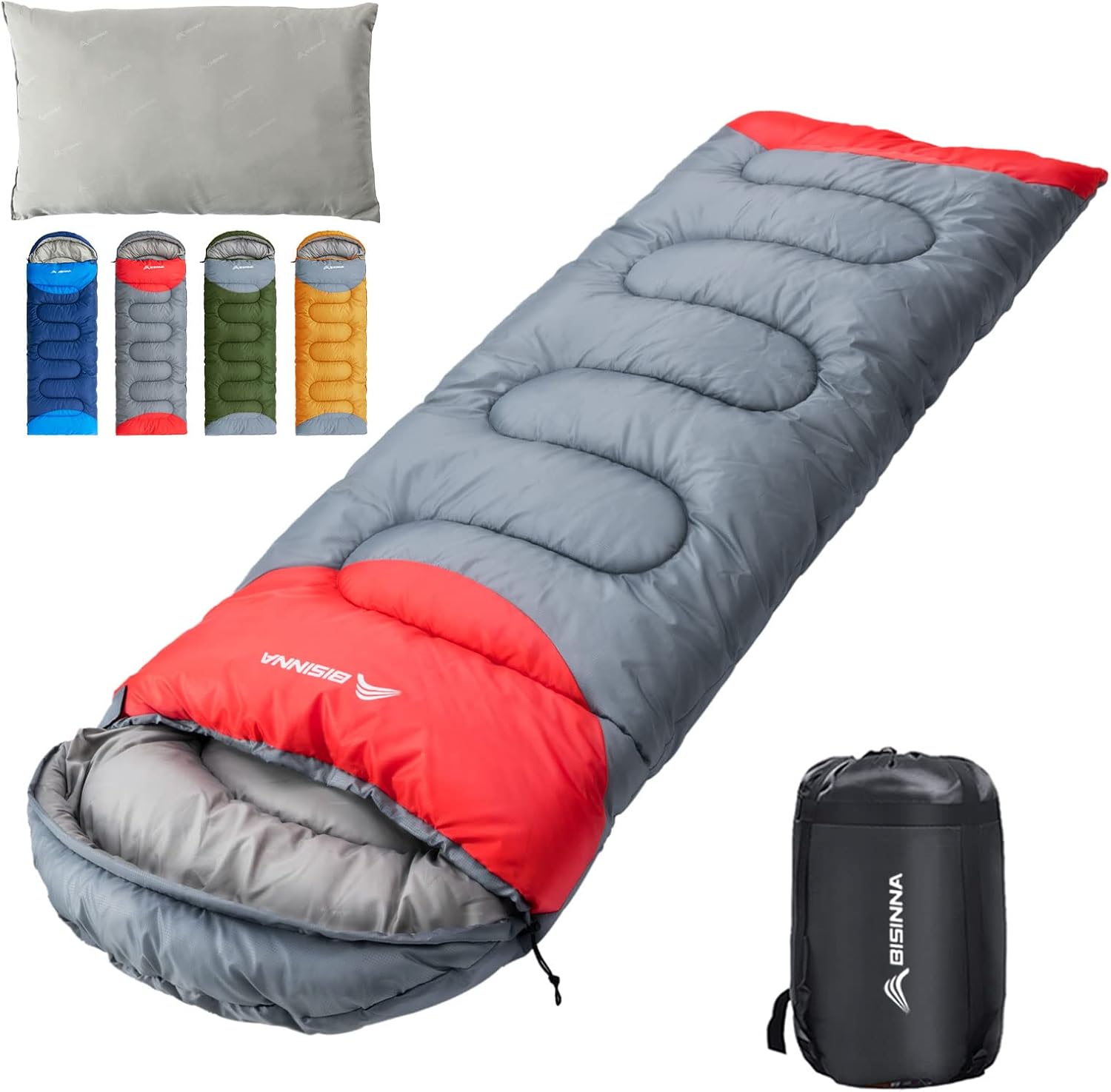 BISINNA Sleeping Bag with Pillow - 4 Season Lightweight Waterproof Warm Sleeping...