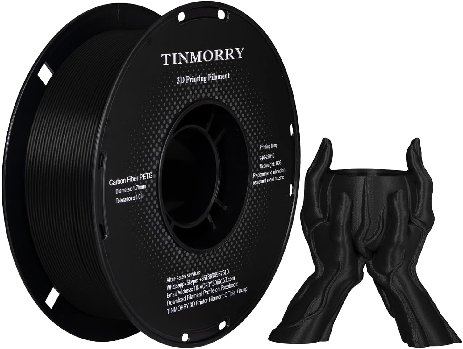 TINMORRY Carbon Fiber PETG Filament 1.75mm, PETG-CF 3D Printing Materials, Compa...