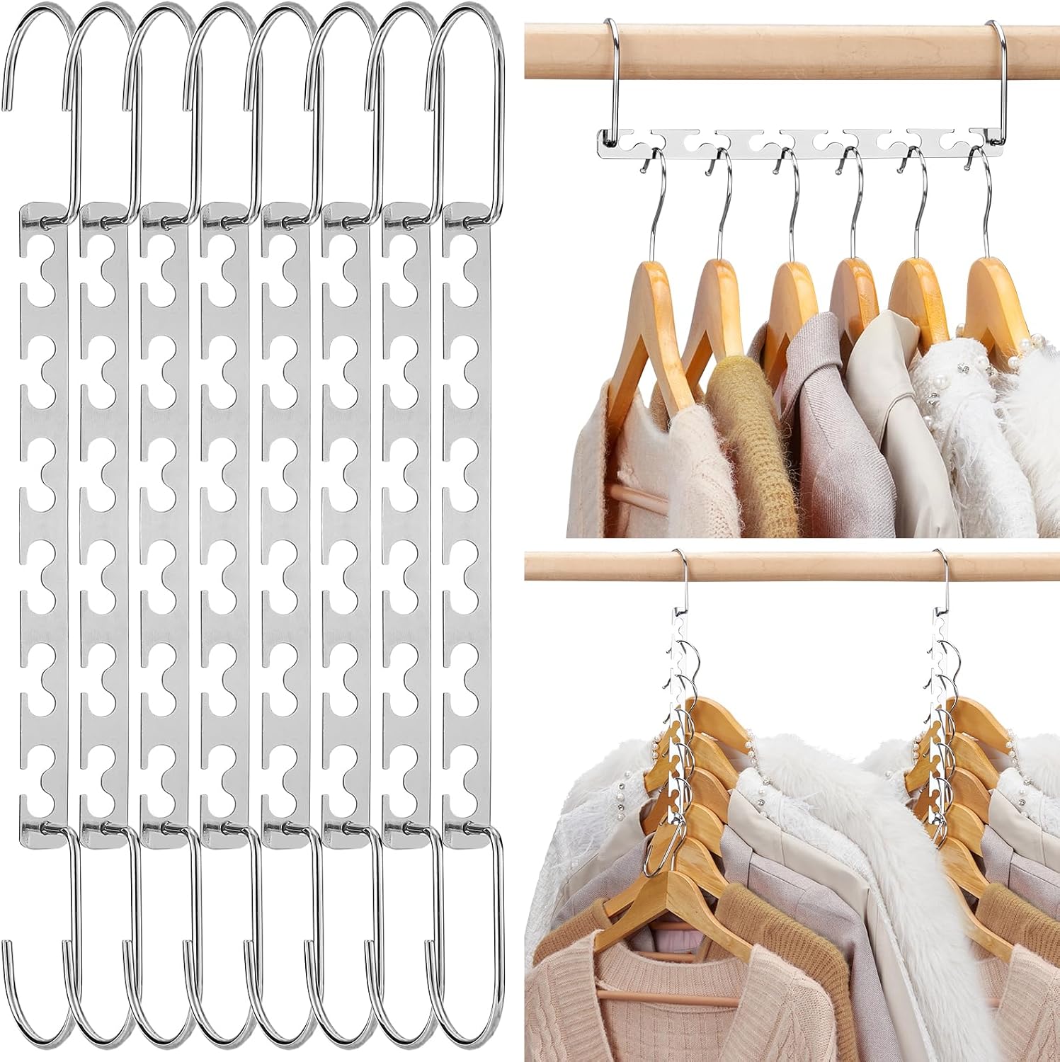 HOUSE DAY 8Pcs Magical Hangers Closet Space Saving Wardrobe Clothing Magic Hange...