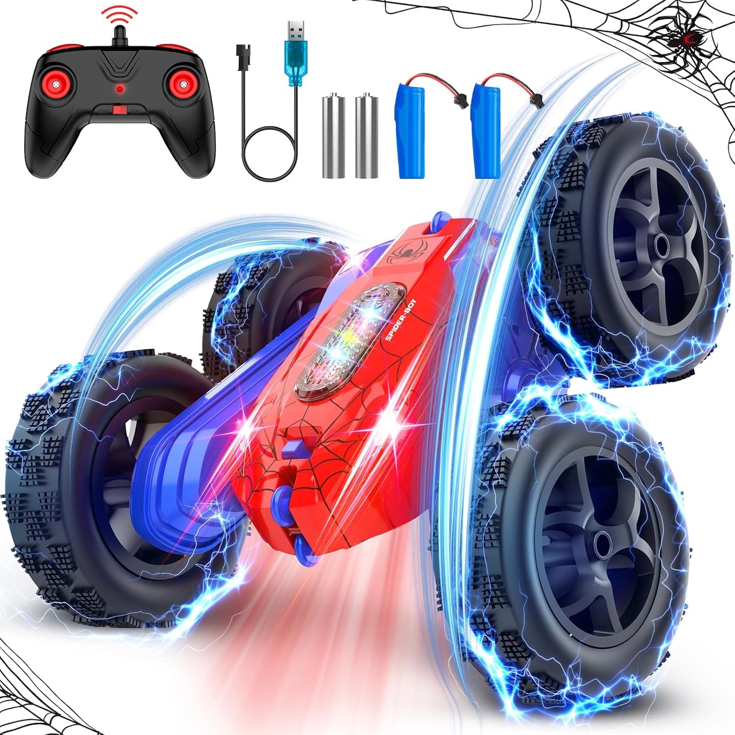 Remote Control Car, Double-Sided 360 ° Flipping Rotating RC Car, RC Stunt Car wi...