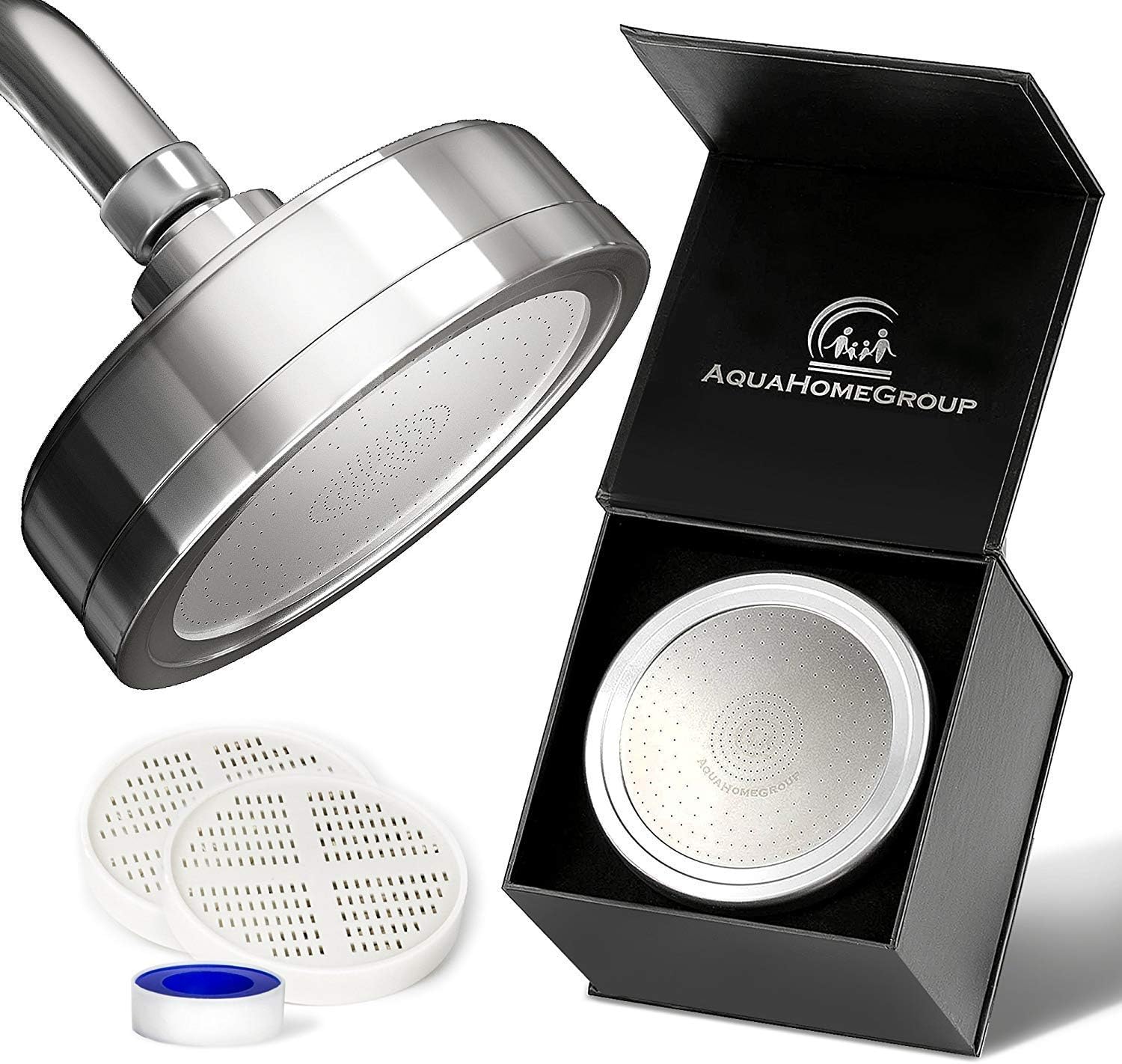 AquaHomeGroup Luxury Filtered Shower Head (Metal) 2 Cartridges Vitamin C+E+A + 5...