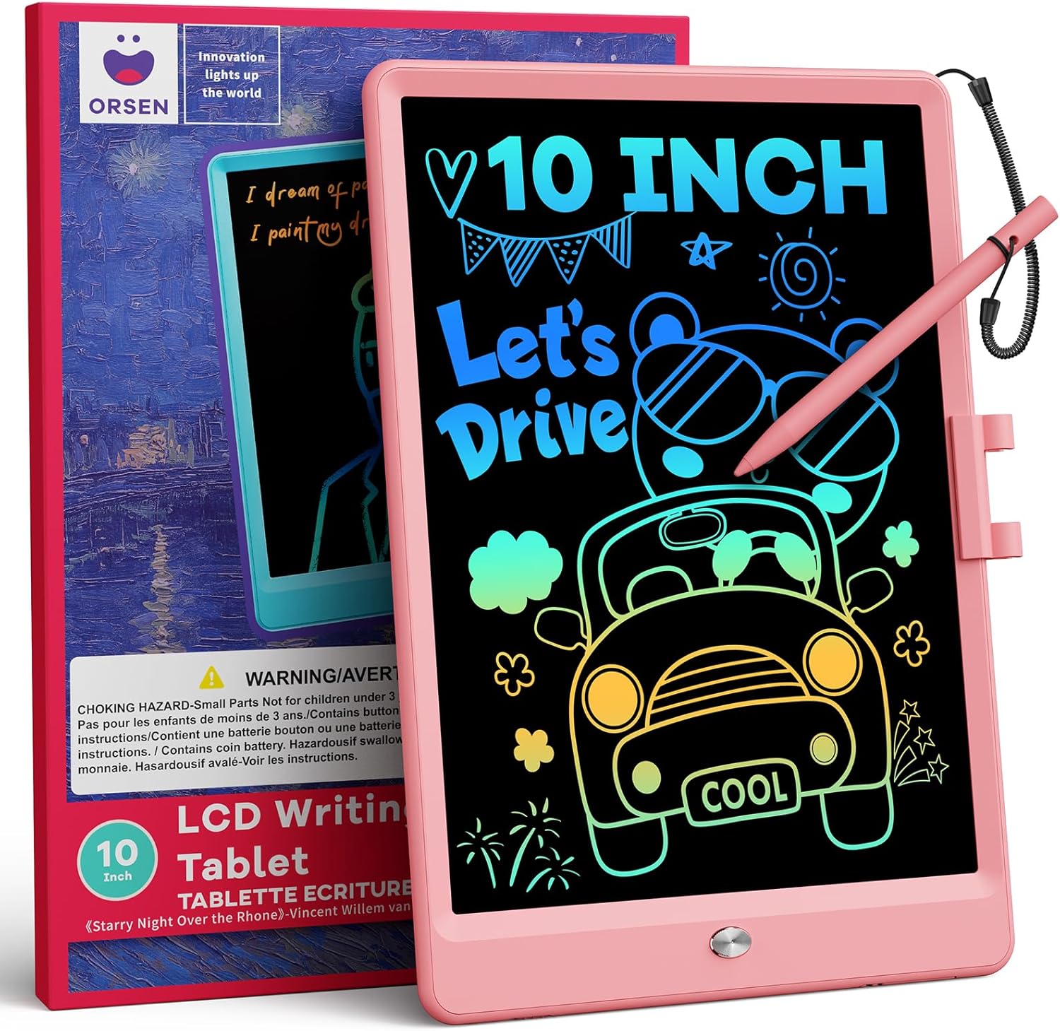 ORSEN Kids Toys LCD Writing Tablet 10-Inch, Magnetic Drawing Board for 3 4 5 6 7...