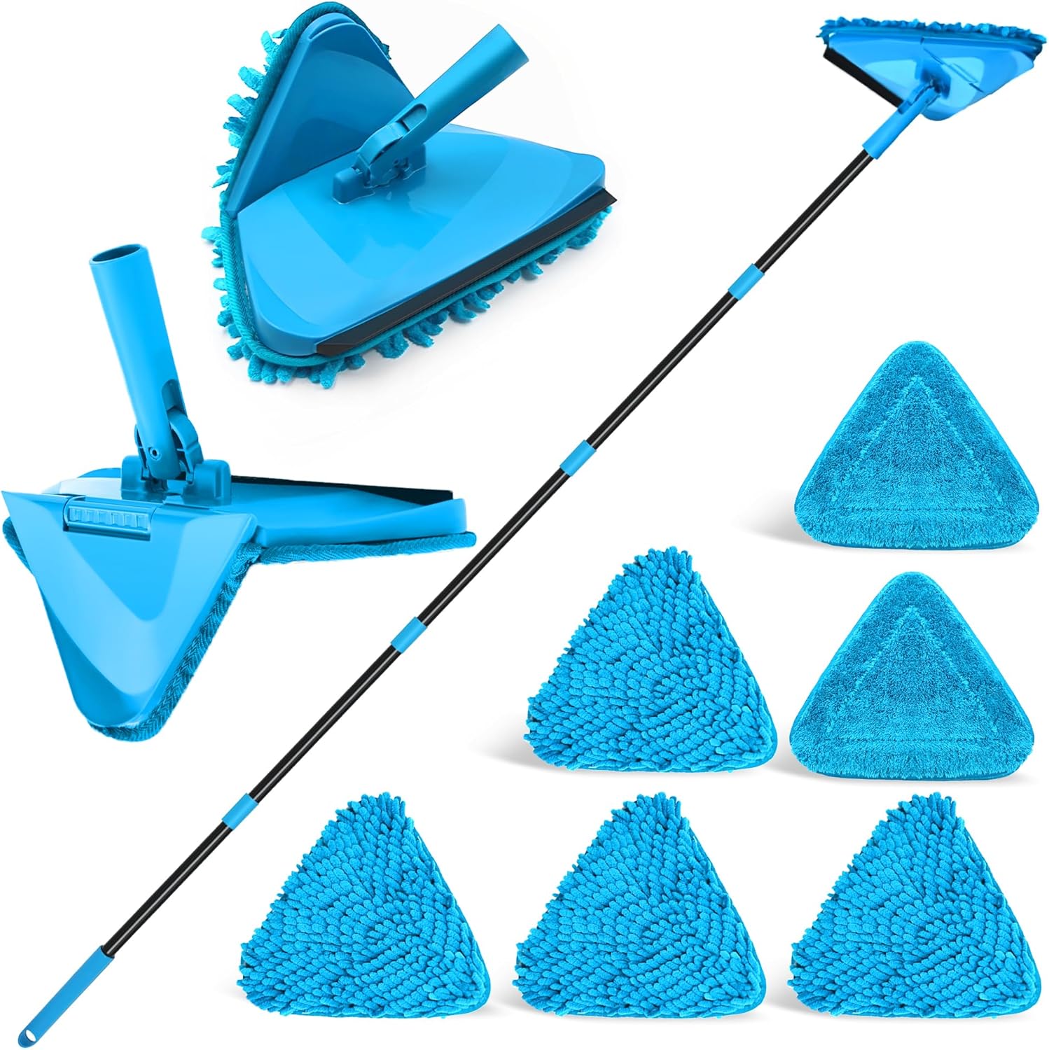 NEWE Wall Mop Cleaner with 202 cm Long Handle, 180° Folding Ceiling Cleaning Too...