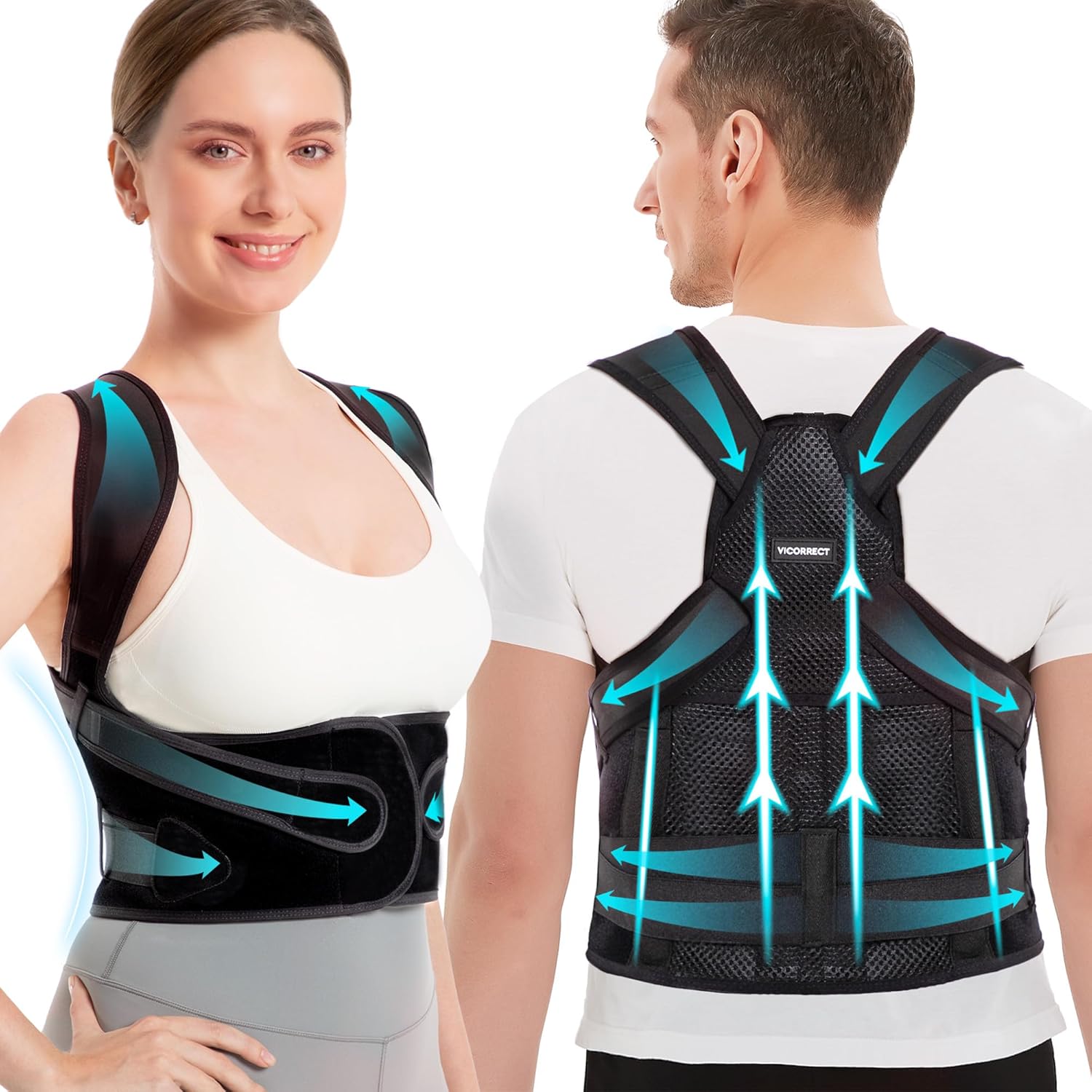 Posture Corrector for Back Brace Support: Adjustable Shoulder Straightener for M...