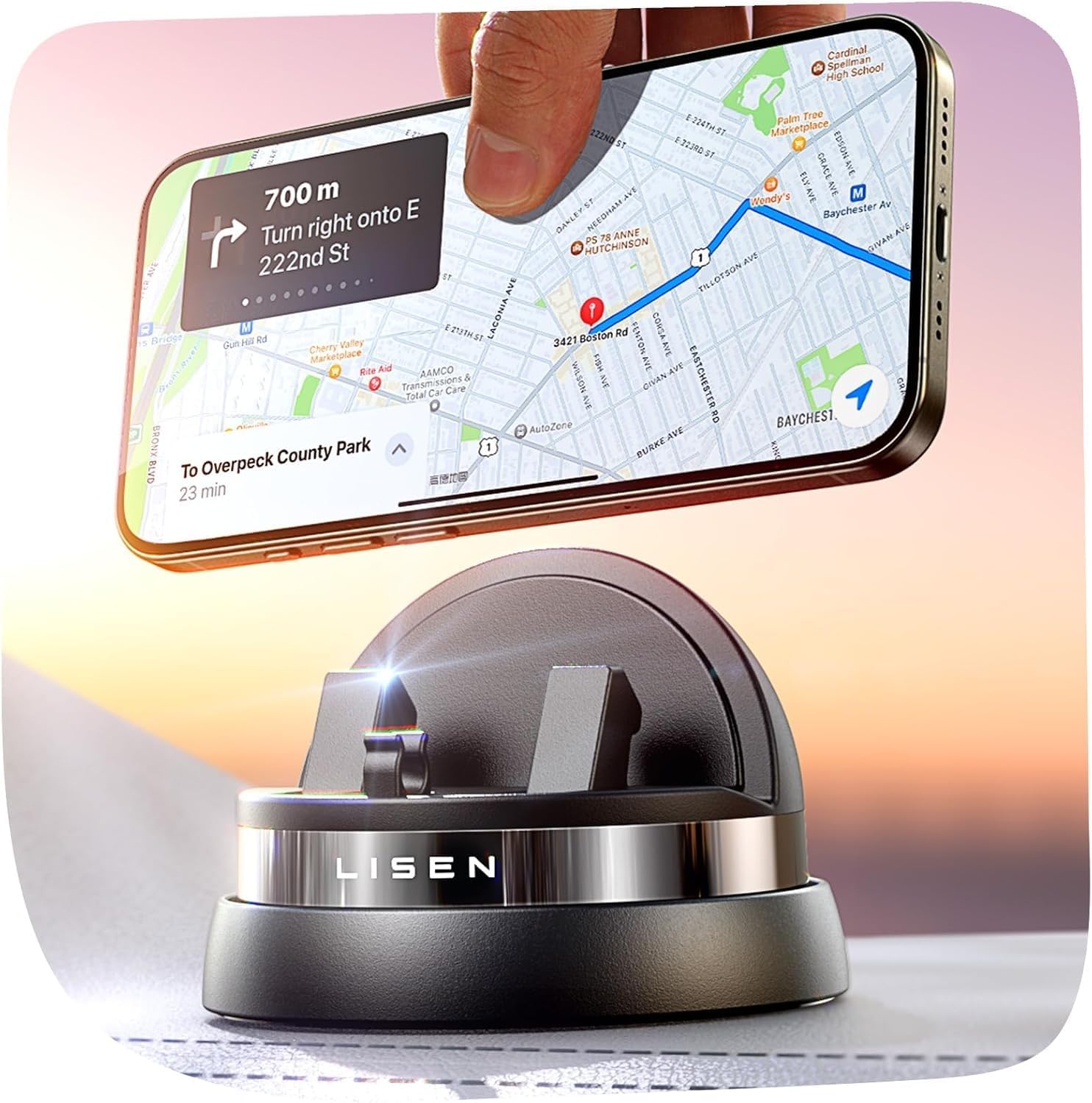 LISEN Car Phone Holder Dashboard, Anti-slip & Ultra Stable Mobile Phone Holder f...