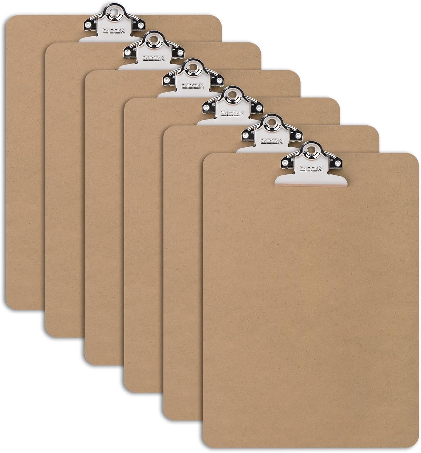 ZCZN A4 Clipboard Hardboard with Heavy Duty Clip, Wooden Clipboards A4 Pack of 6