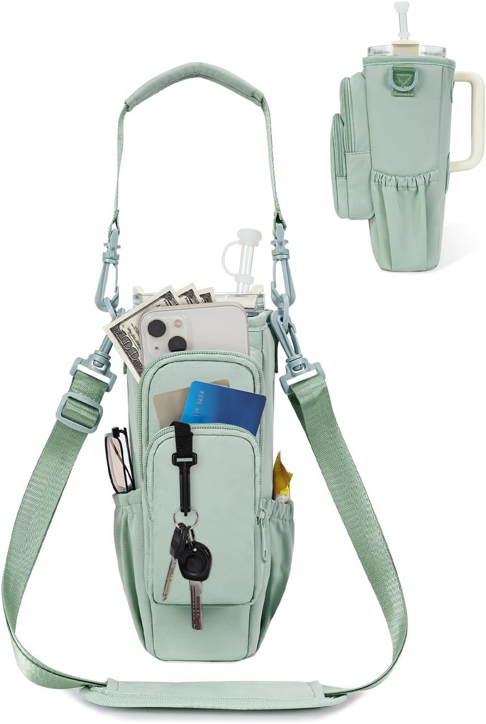 sportsnew Water Bottle Carrier Bag with Phone Pocket for Stanley Brumate era 40o...