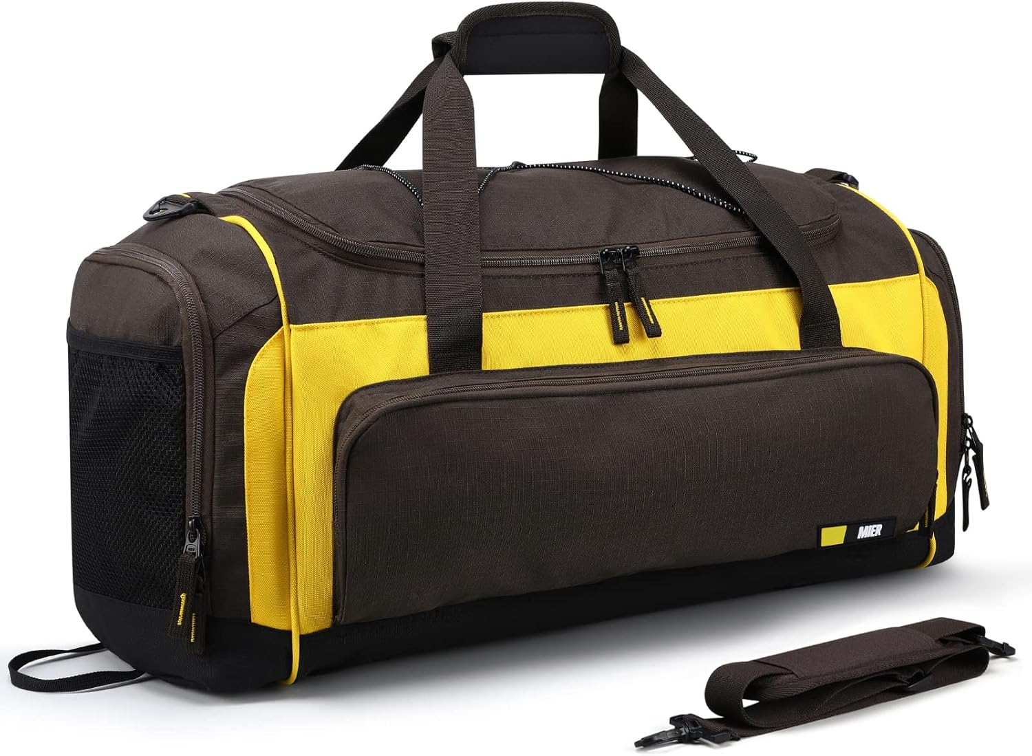 MIER Large Duffel Bag Men's Gym Bag with Shoe Compartment, 60L Brown