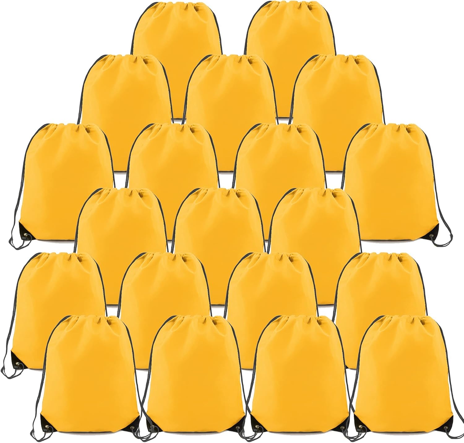 BeeGreen 20 Pieces Yellow Cinch Sack Bags Bulk Gymsack for Christmas Sports Poly...
