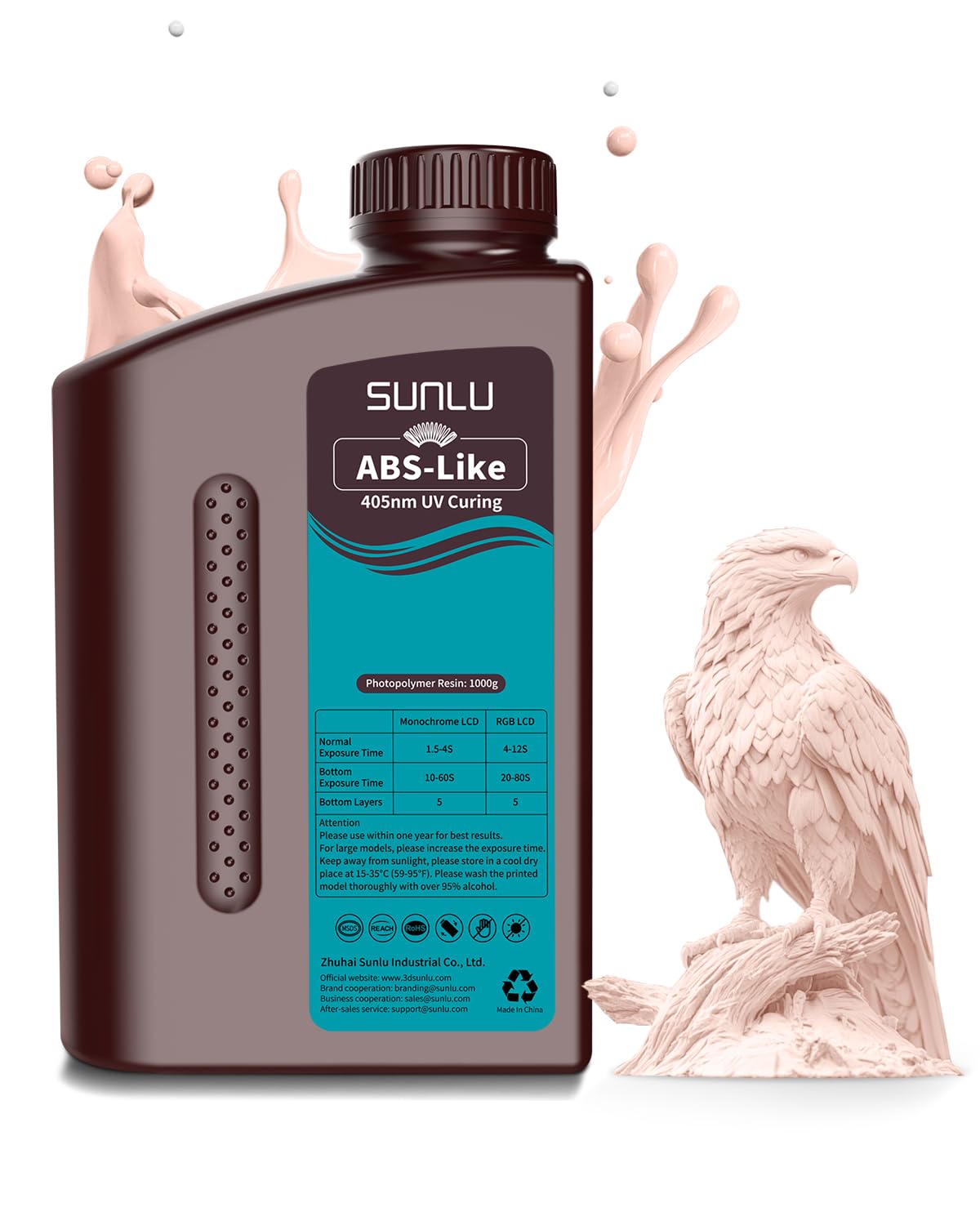 SUNLU 1000G ABS Like Resin for 3D Printer, 405nm UV Curing Photopolymer Rapid 3D...