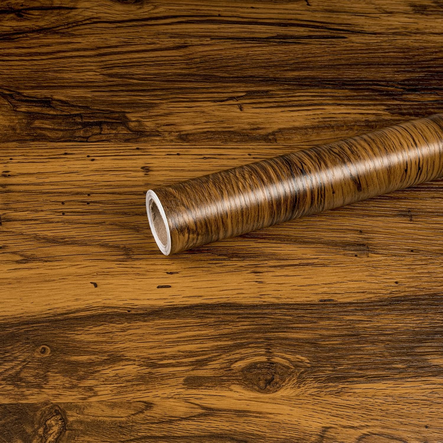 Abyssaly Vinyl Wrap Wood Effect Sticky Back Plastic Roll, Oak Brown Self Adhesiv...