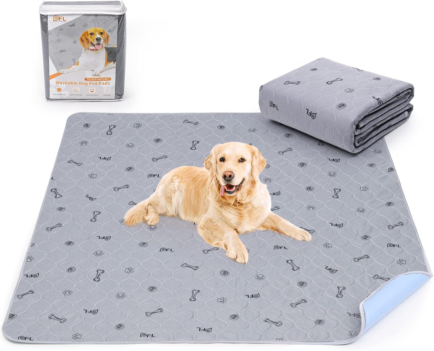 Washable Dog Pee Pad 182x182 Extra Large, Fast Absorbent Reusable Puppy Pads, Wa...