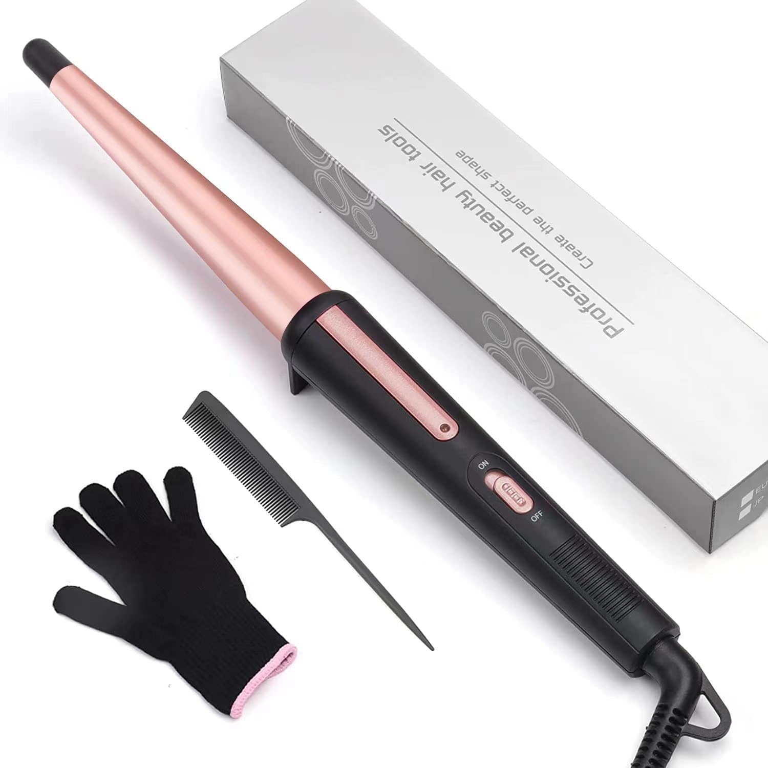 Hair Curling Wand, 13-25MM Tapered Curling Iron, Professional Ceramic Hair Curle...