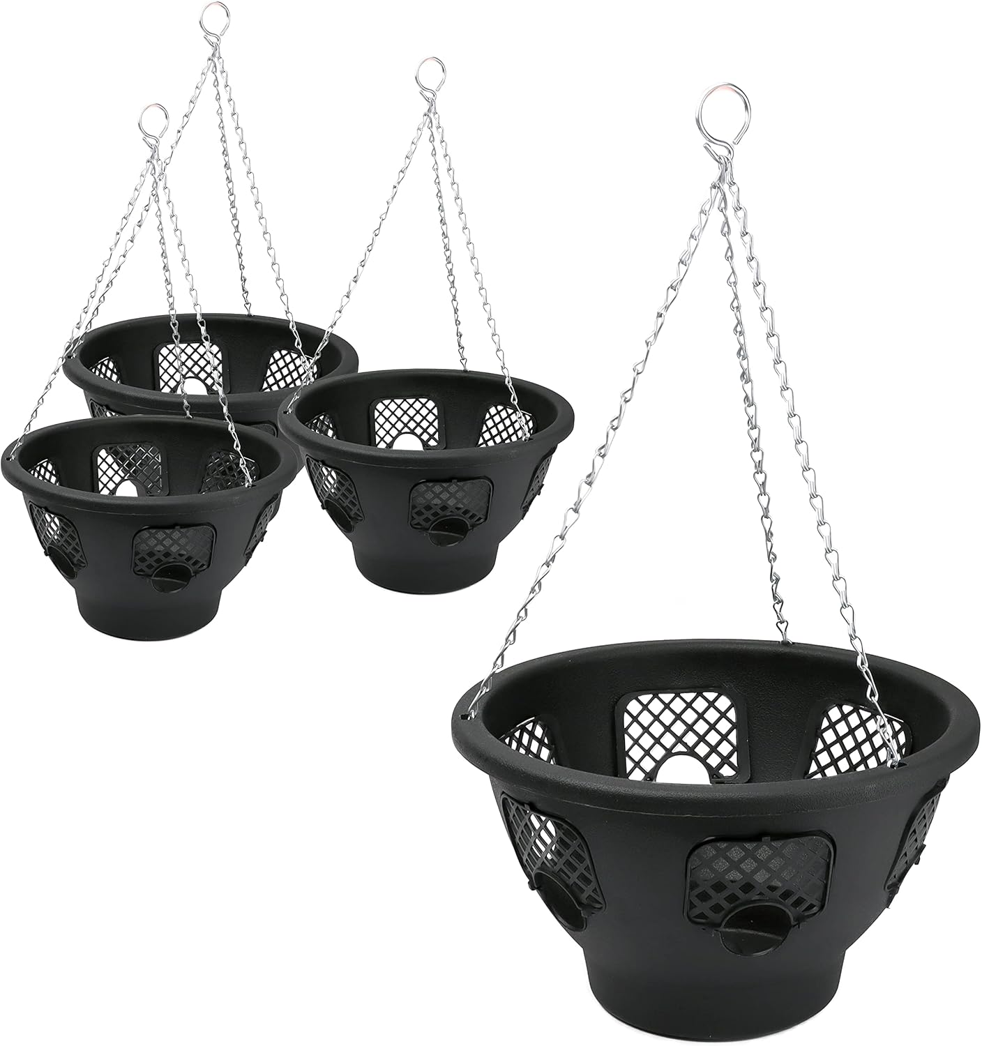 DIVCHI 12 Inch Indoor Outdoor Balcony Patio Hanging Basket Set of 4