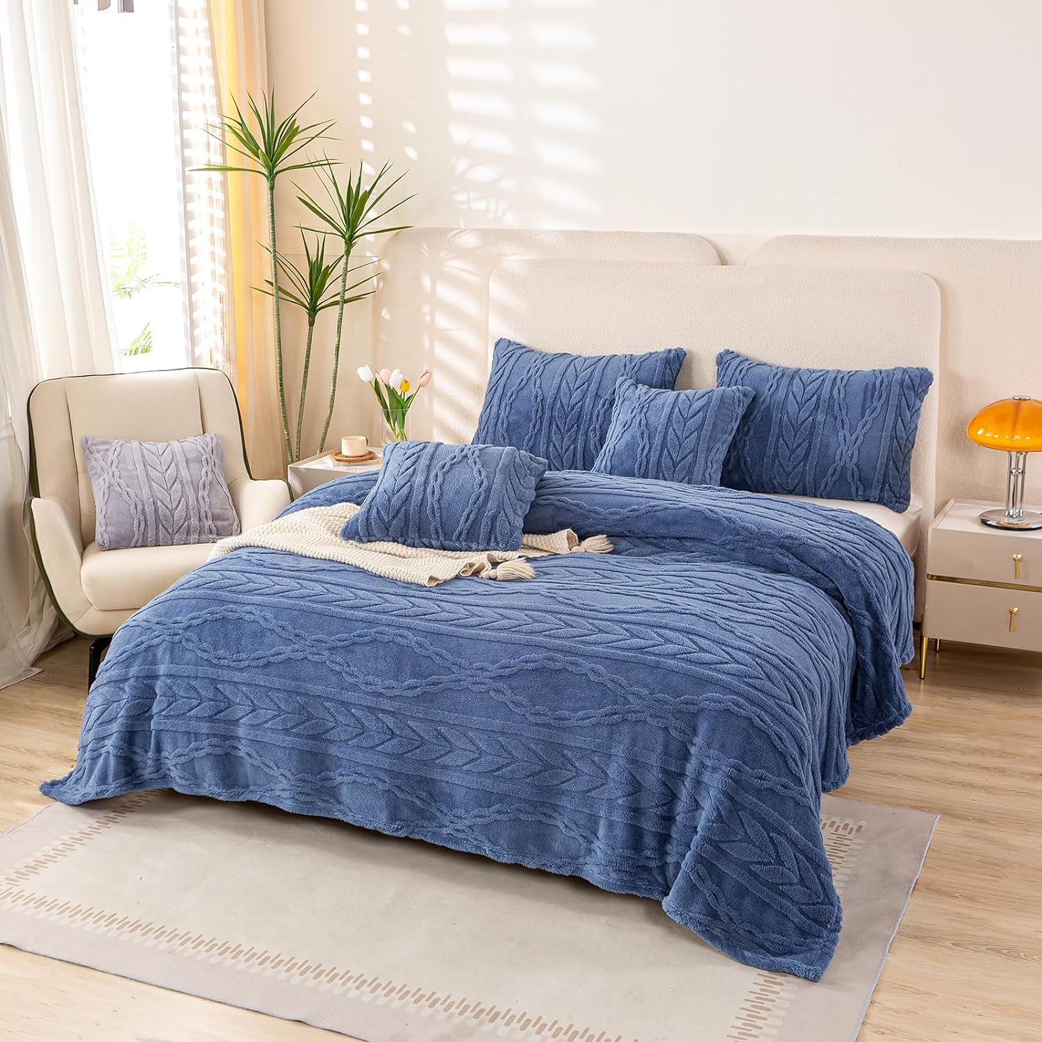 YUSOKI Sherpa Twin XL Blanket(Without Pillows)-3D Stylish Design Super Soft Blan...