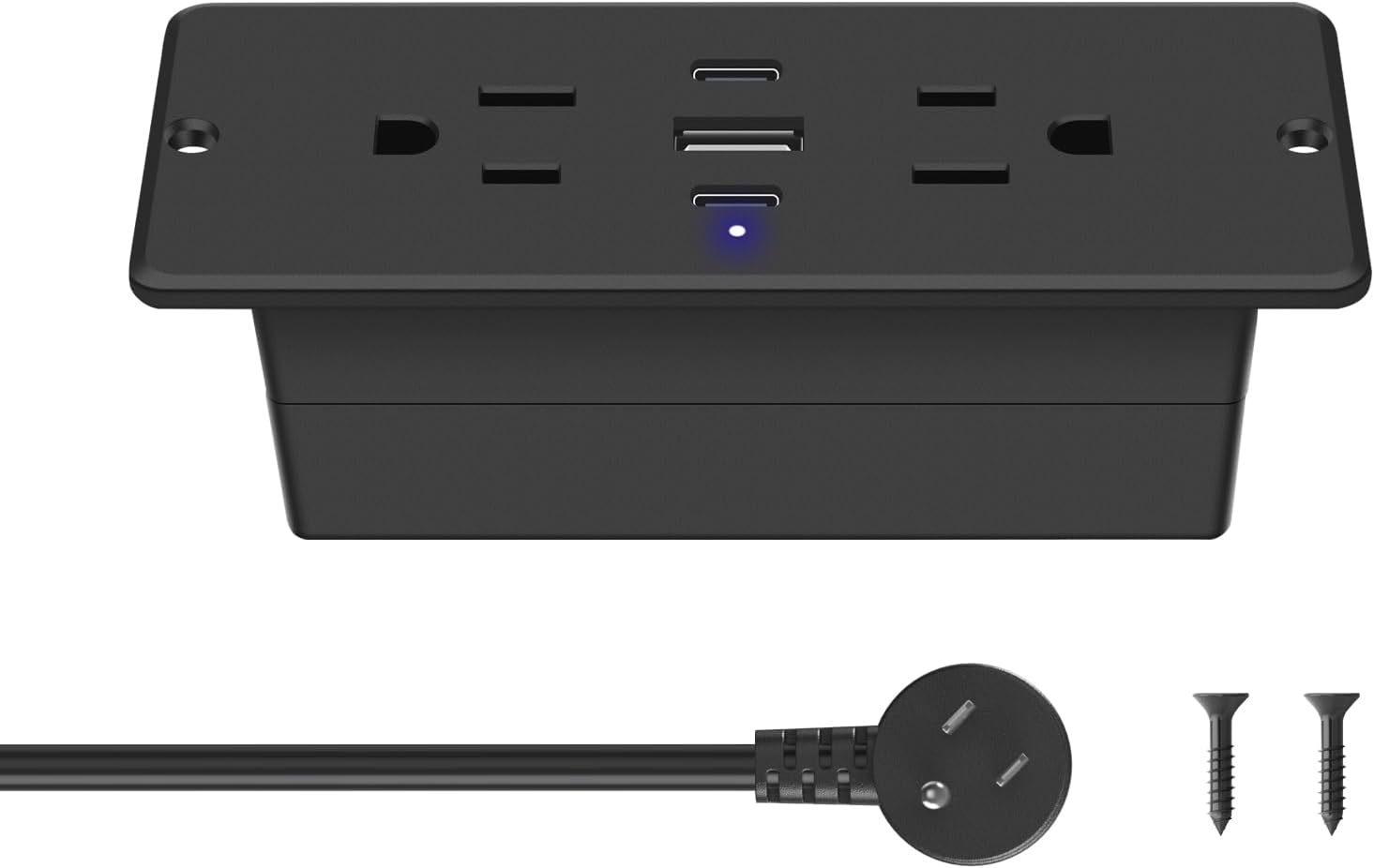 CCCEI Recessed Power Strip with Outlet and USB C Ports, Furniture Flush Mount Po...