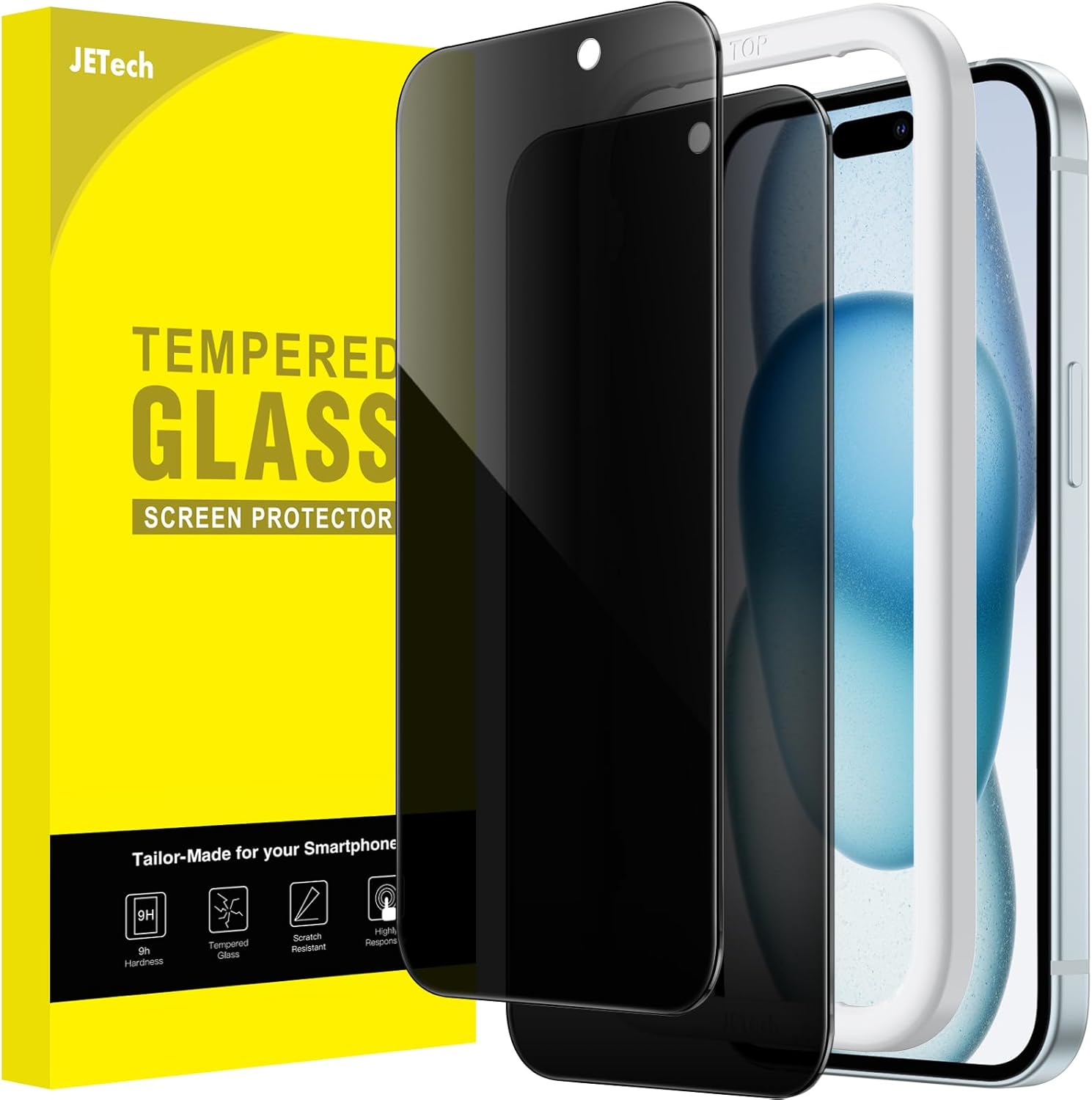 JETech Privacy Screen Protector for iPhone 15 Plus 6.7-Inch, Anti-Spy Tempered G...
