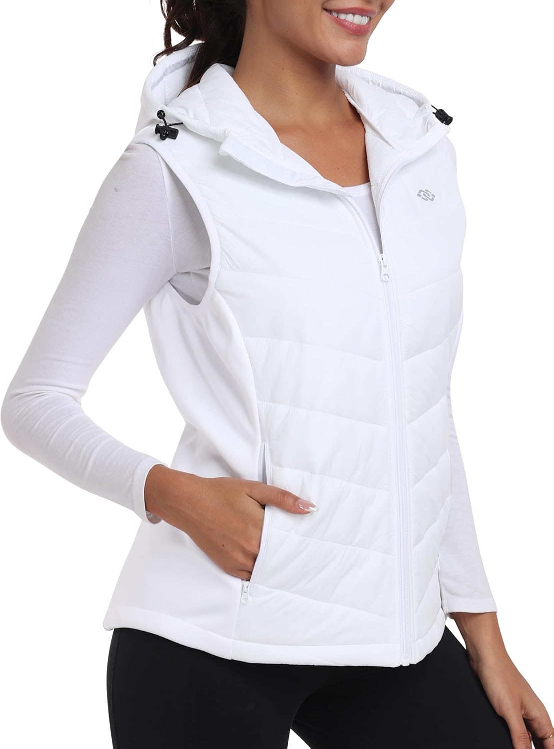 MoFiz Womens Puffer Softshell Vest Hooded Lightweight Insulated Hybrid Down Jack...