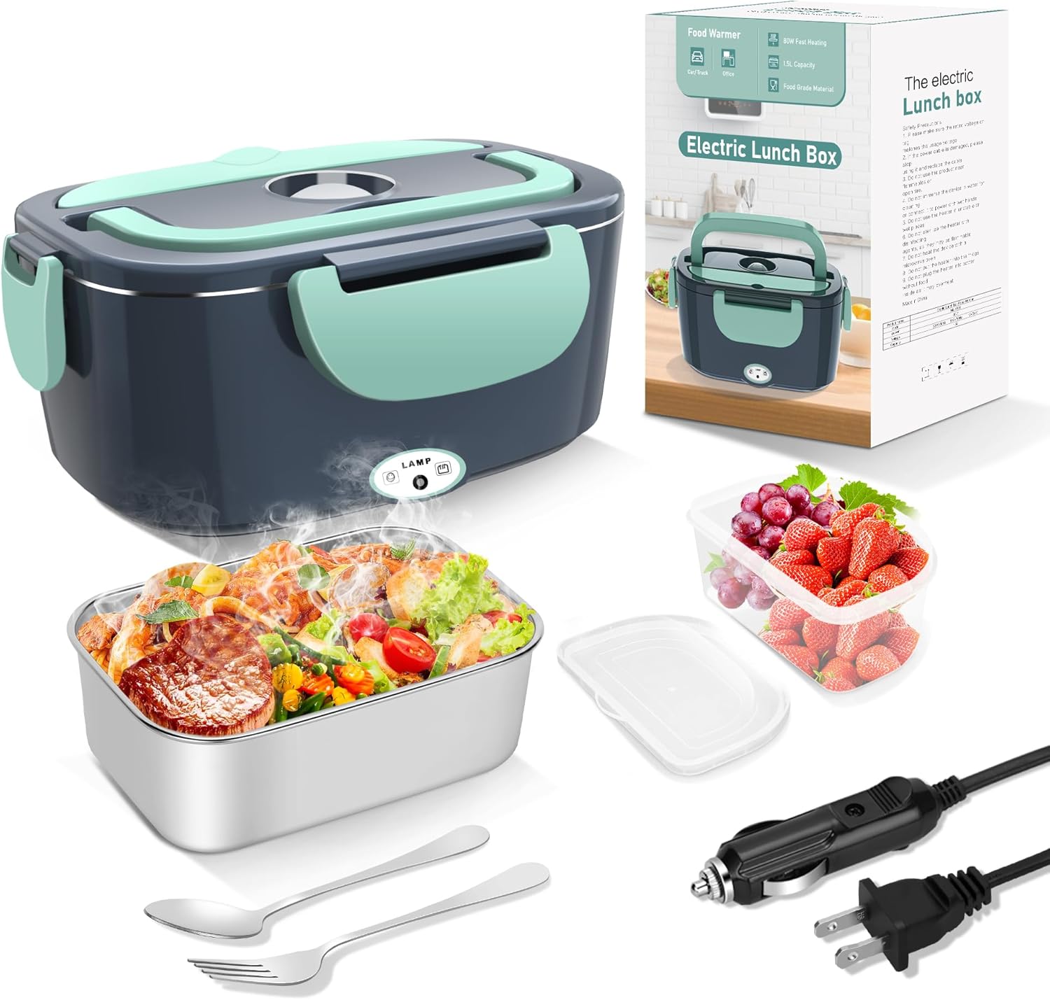 Electric Heated Lunch Boxes Adults: 80W Electric Lunch Box Food Heated 12/24/110...