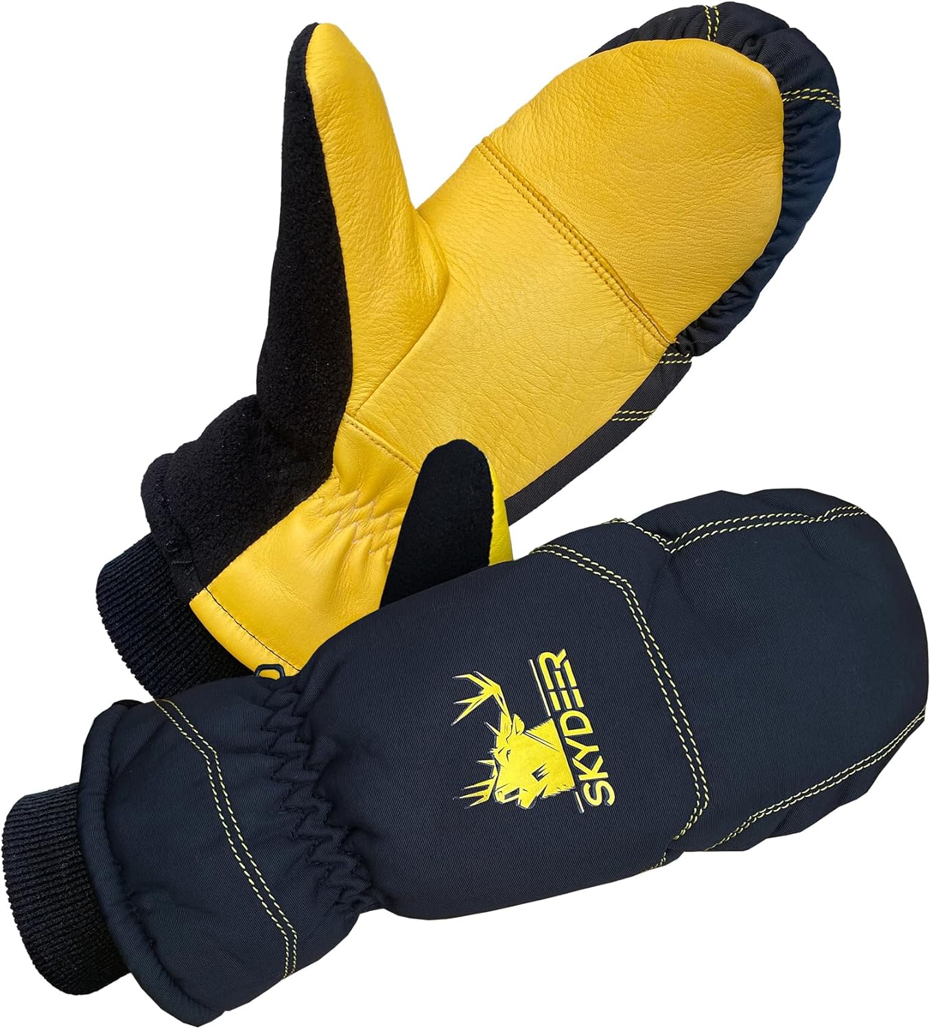 SKYDEER Super Warm Skiing Mittens with Soft Deerskin Leather and 150G 3M Thinsul...