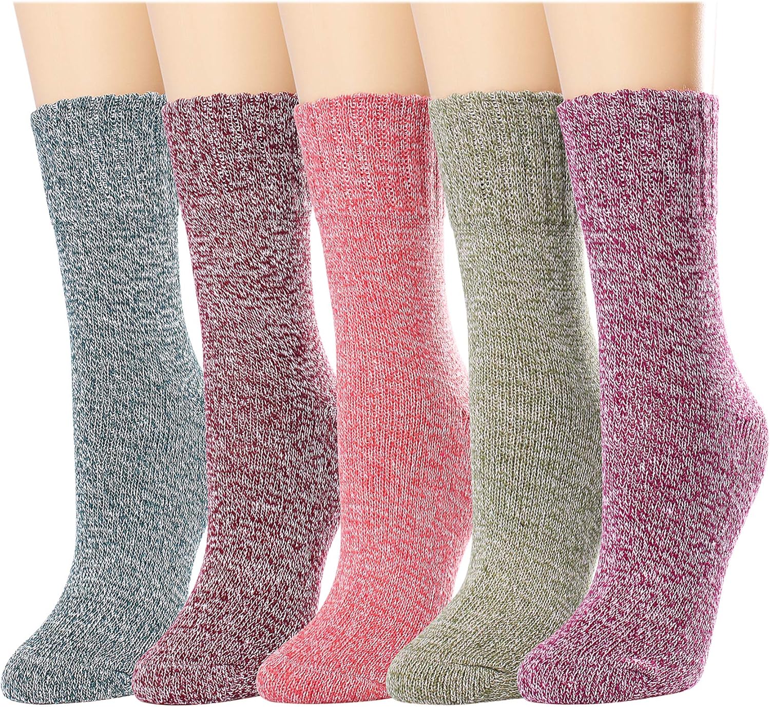 Double Couple 5 Pairs Women Socks Winter Warm Knit Wool Socks Vintage Casual Coz...