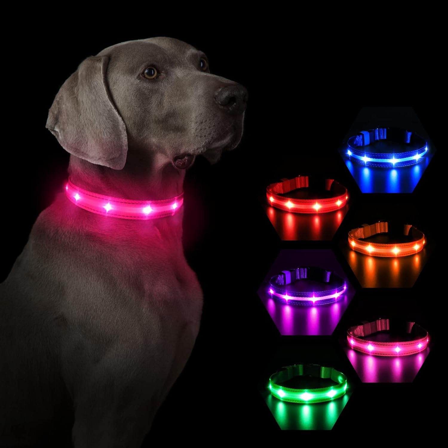 MASBRILL Light Up Dog Collar, Dog Collar Light for the Dark, Rechargeable LED Do...
