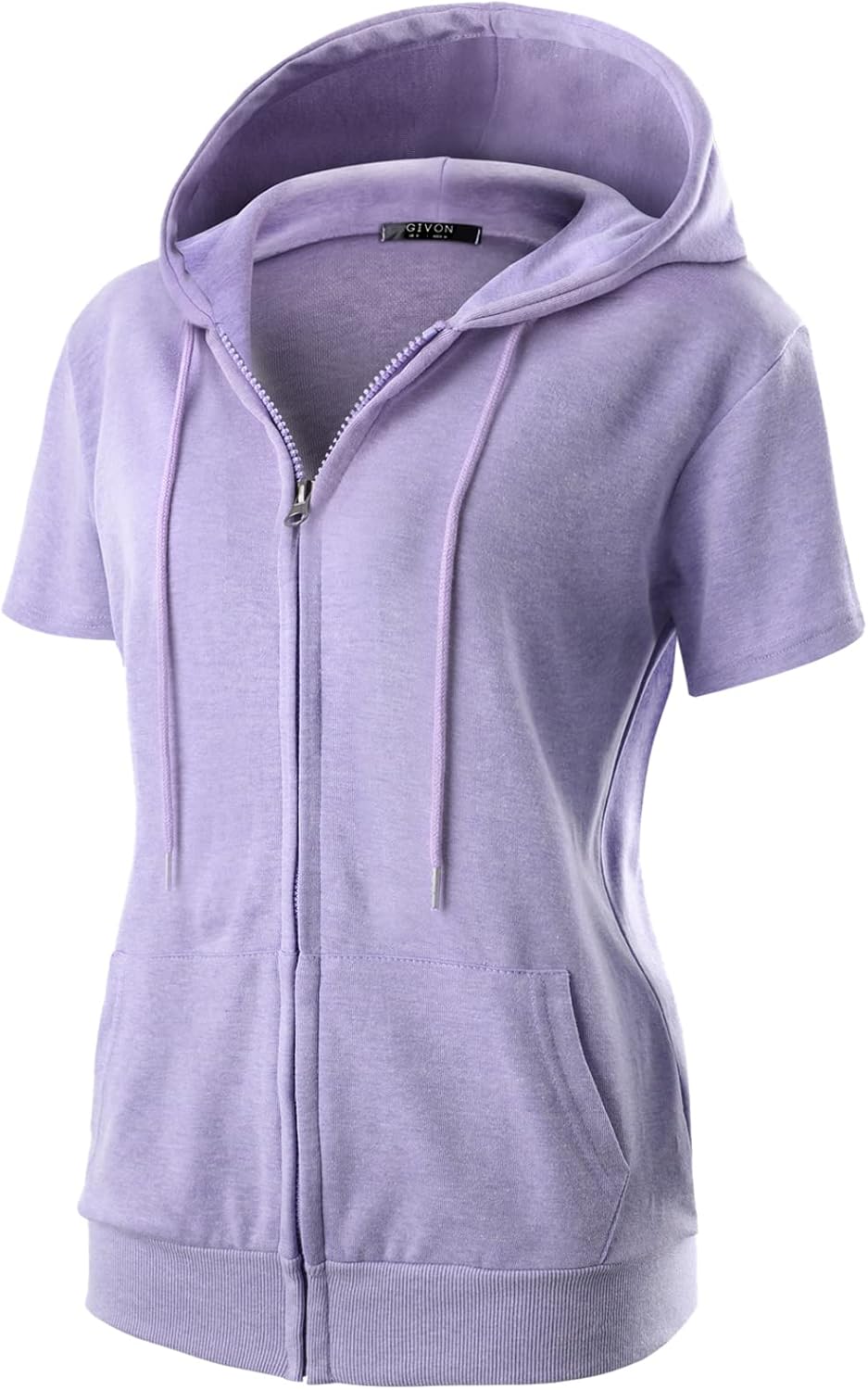 GIVON Womens Slim Fit Zip Up Hoodie Short Sleeve Thin Jacket Full Zip Sweatshirt...