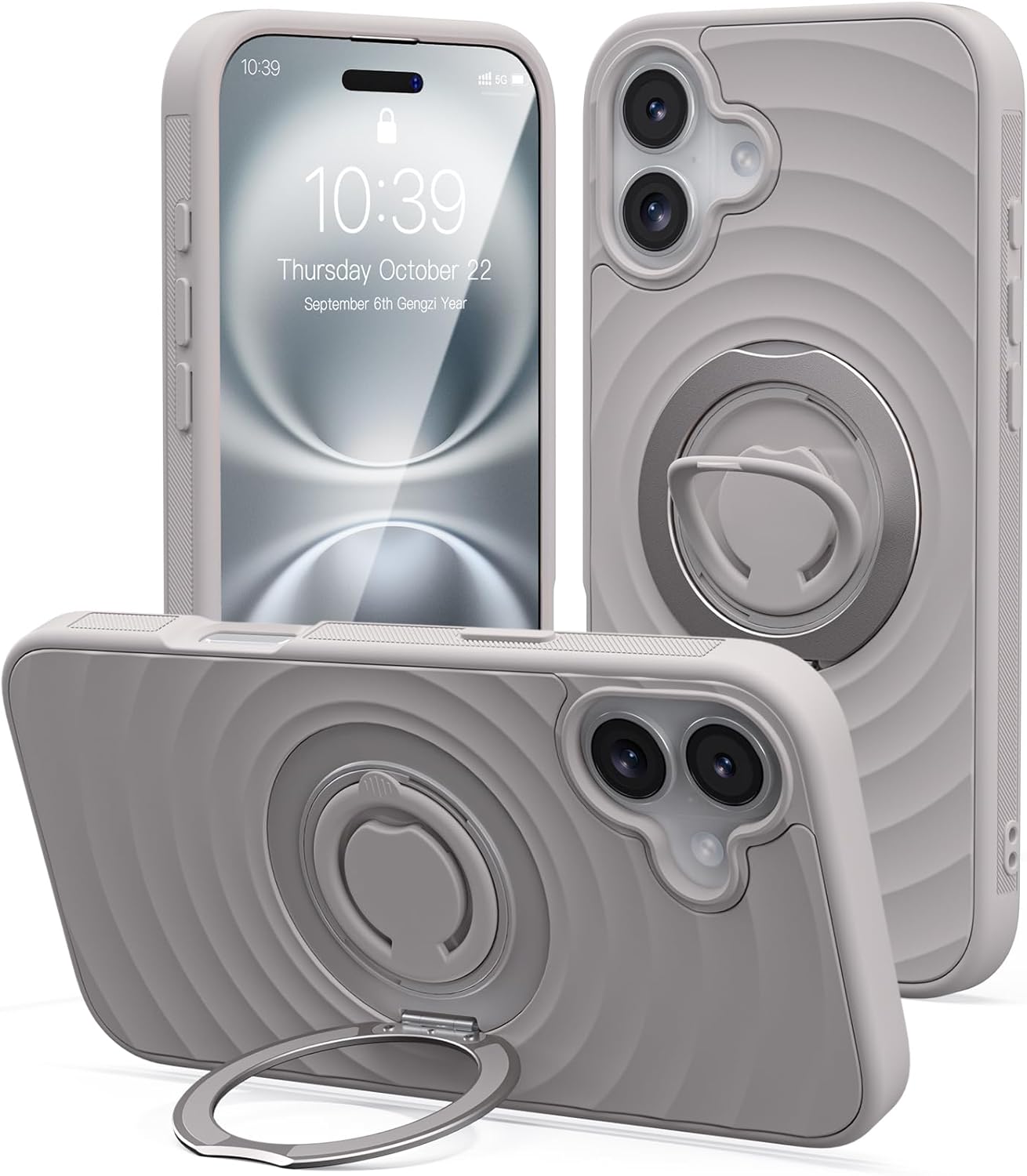 Mowei Compatible with iPhone 16 Case, Magnetic Dual 360° Comfort Ring Grip Holde...