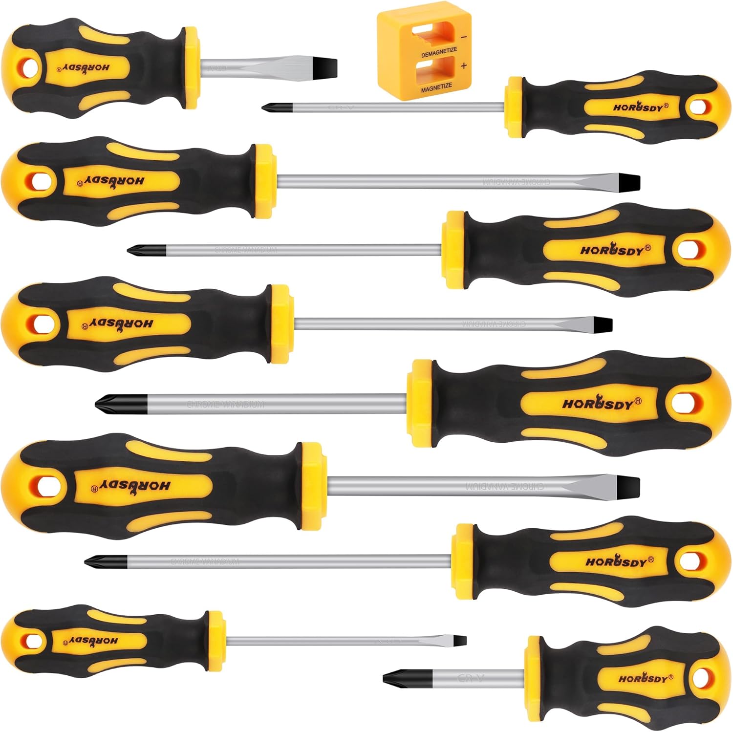 HORUSDY 11-Pieces Magnetic Screw driver, Magnetic 5 Phillips and 5 Flat Head Tip...