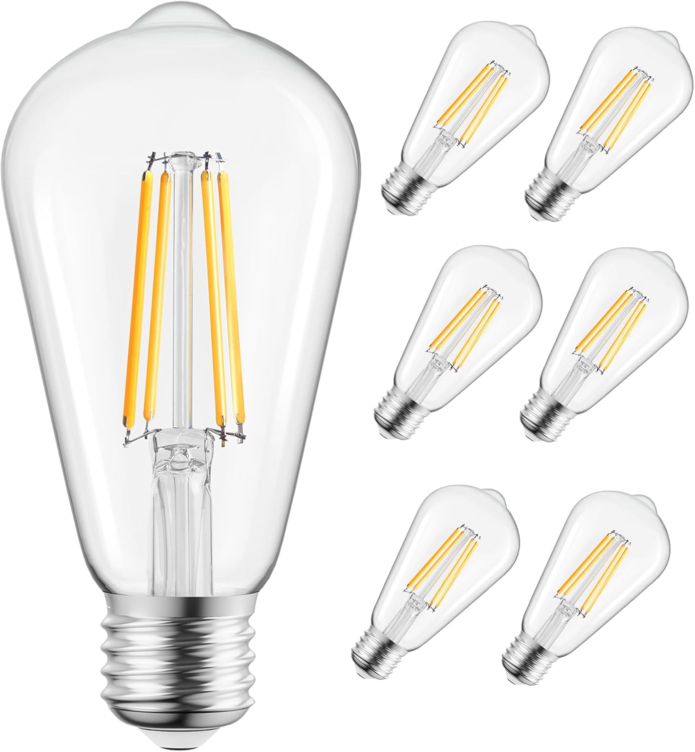 Brightown 6 Pack LED Edison Light Bulbs, 6W, Equivalent 60W, High Bright 2700K W...