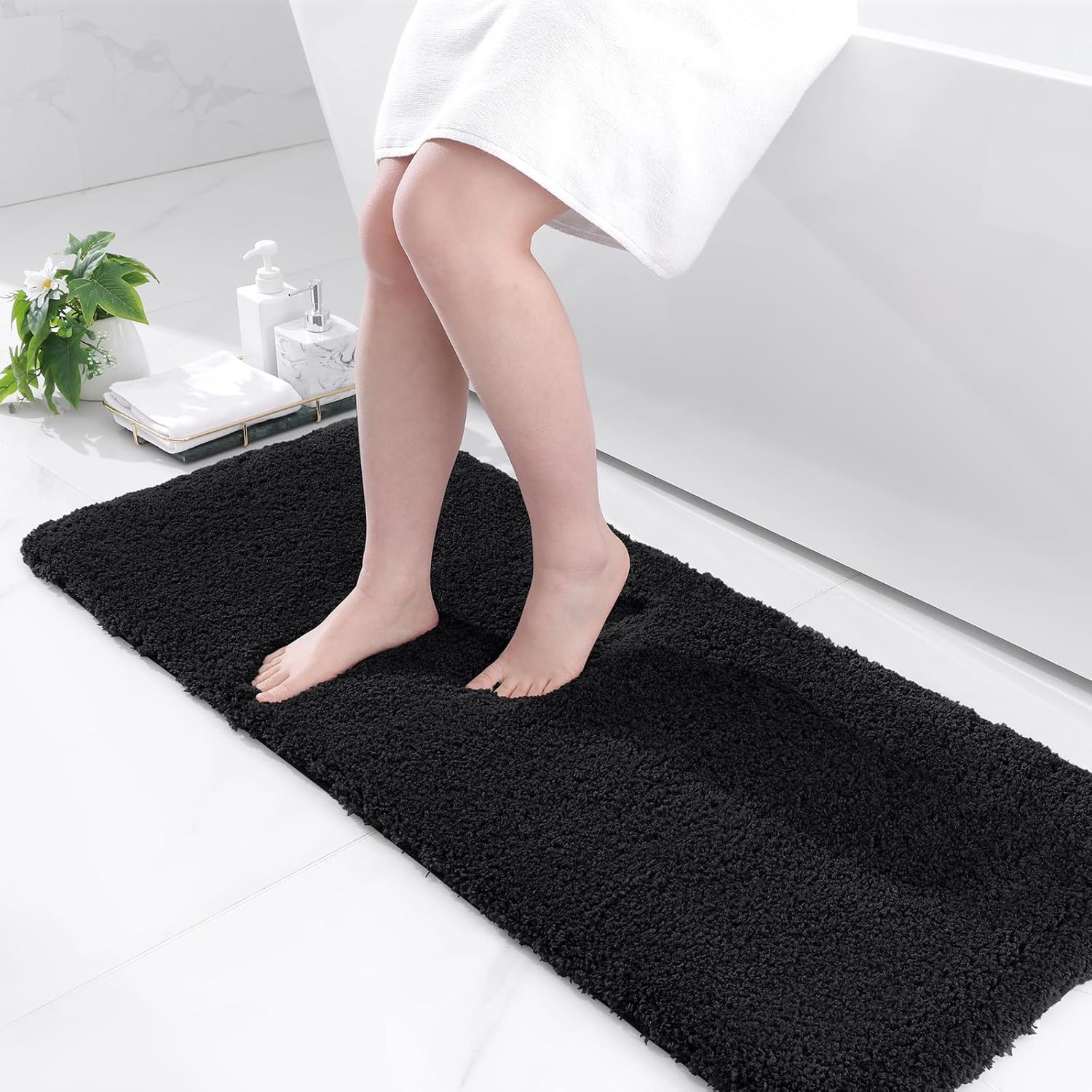 smiry Microfiber Bath Mat 40 x 120 cm, Non-Slip Super Absorbent Bathroom Mat, Ex...