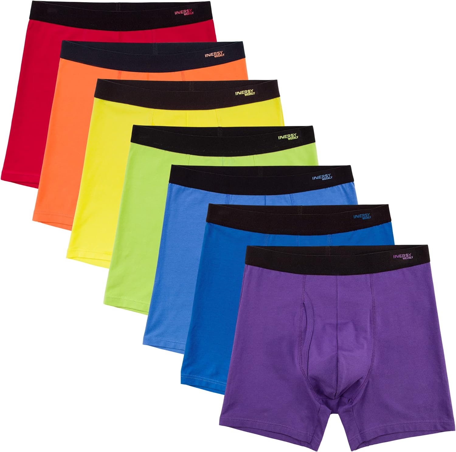 INNERSY Men's Boxer Briefs Cotton Stretchy Underwear 7 Pack for a Week Medium Br...