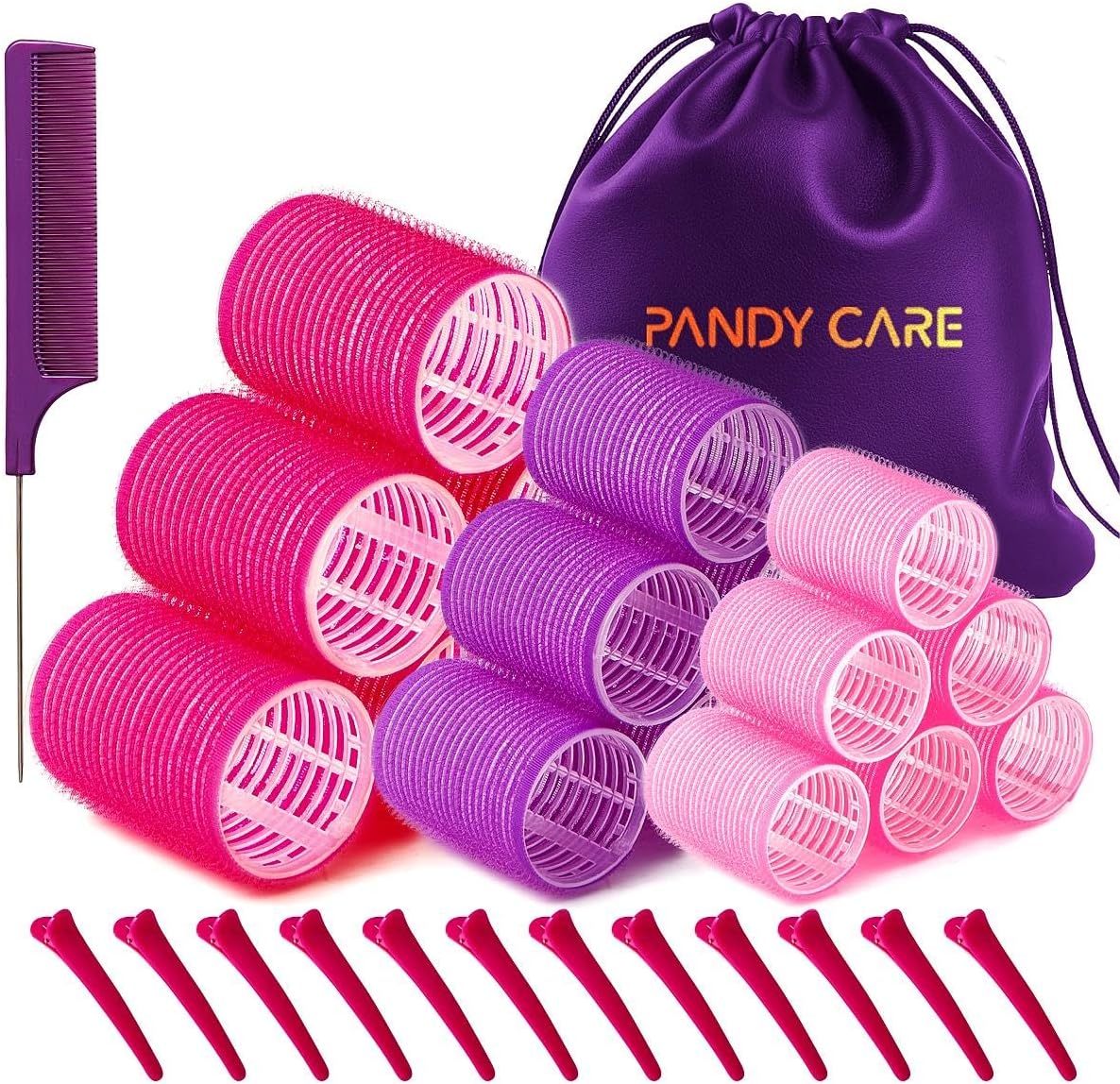 Hair Rollers Set 32 PCS, PandyCare Velcro Hair Rollers For Long & Short Hair - N...