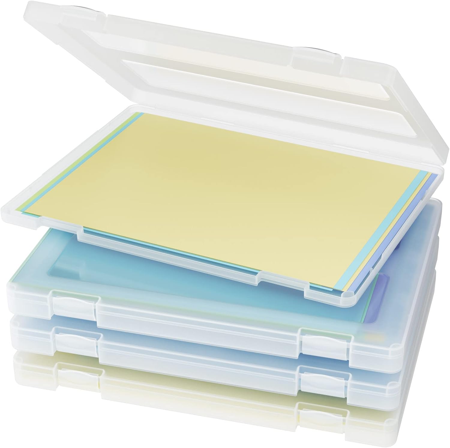 Denkee 4 Pack A4 Paper Storage, Plastic Scrapbook Paper Storage Containers for C...