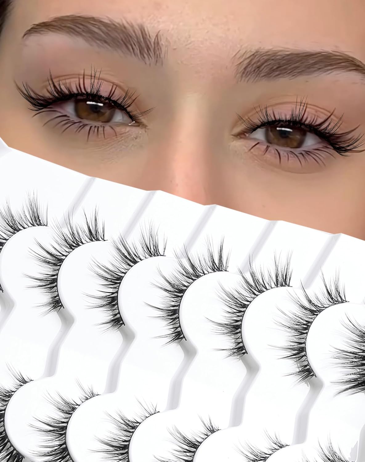 Natural Lashes That Look Like Extensions Strip Lashes Natural Look Thin Band Wis...