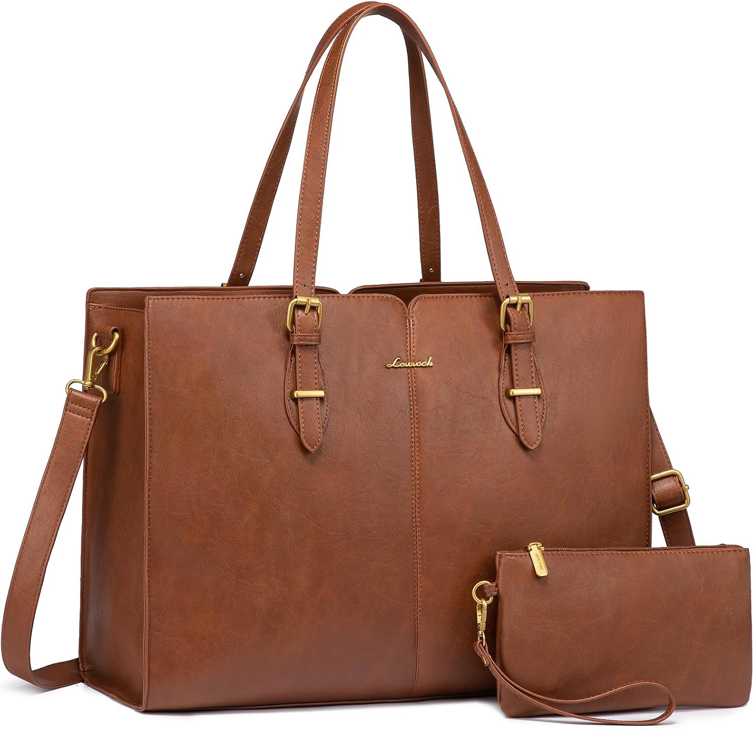 LOVEVOOK Laptop Bag for Women,Vintage Tote Bag for Work,Waterproof Handbags Shou...