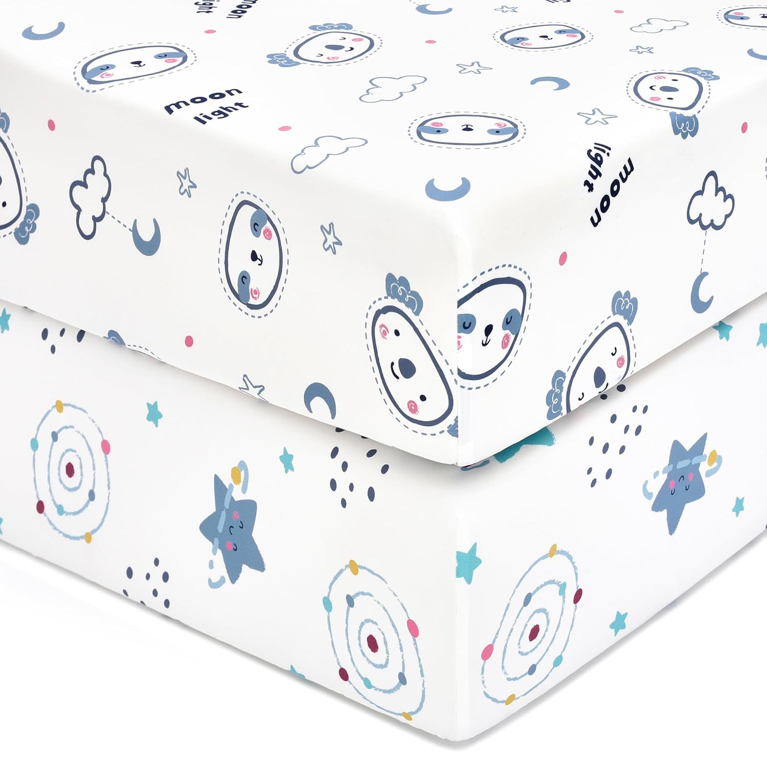 TILLYOU Baby Crib Sheets for Boys Girls, Fitted Crib Sheet 2 Pack for Standard C...