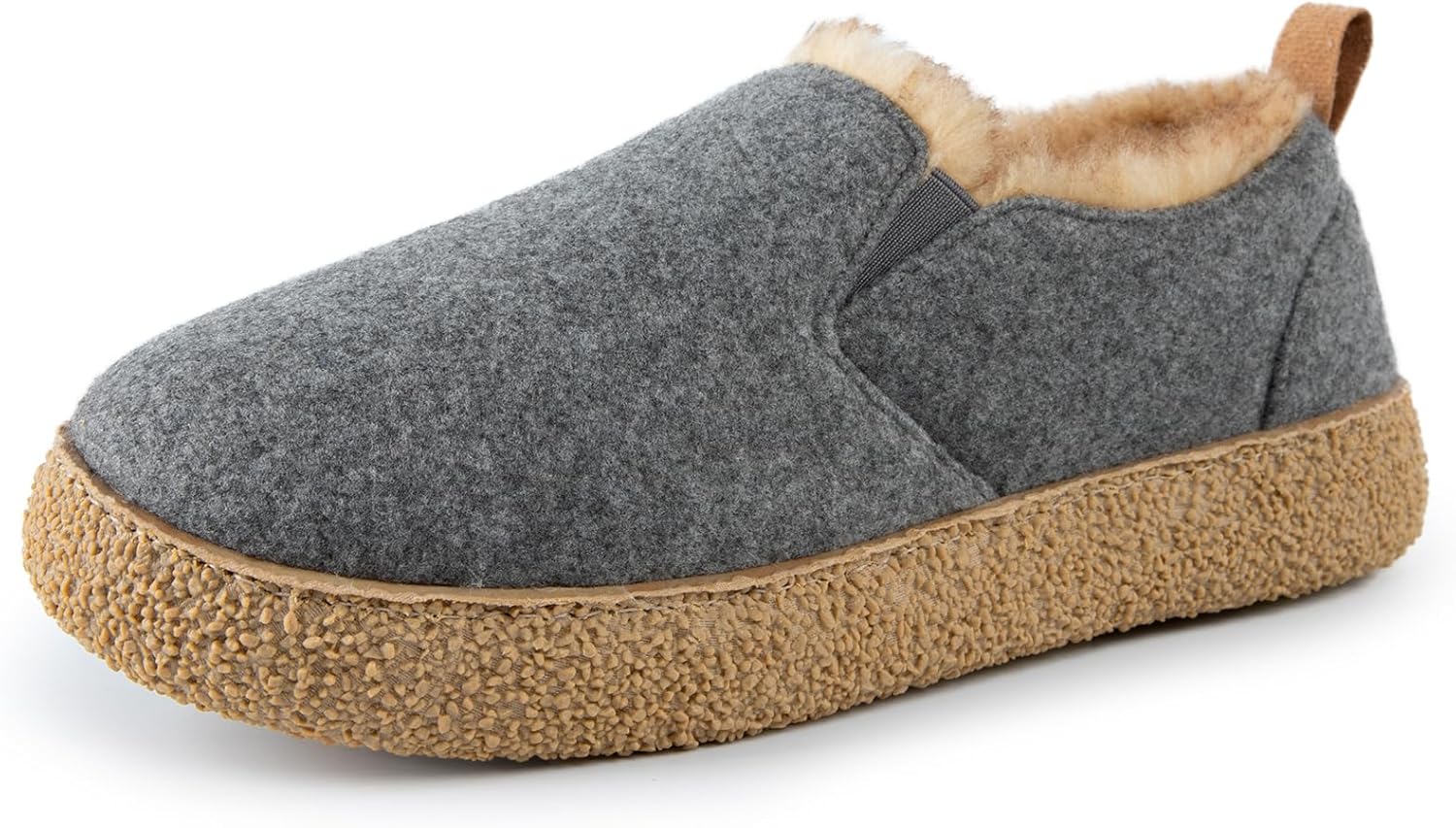 MERRIMAC Women's Faux Felt Slippers Closed-back Warm Comfy Non-slip Memory Foam...