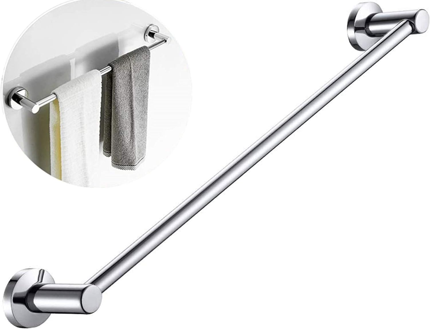 FUKTSYSM Stainless Steel Towel Bar Rail - 40 cm / 15.7 in, Round Towel Bar Bail...
