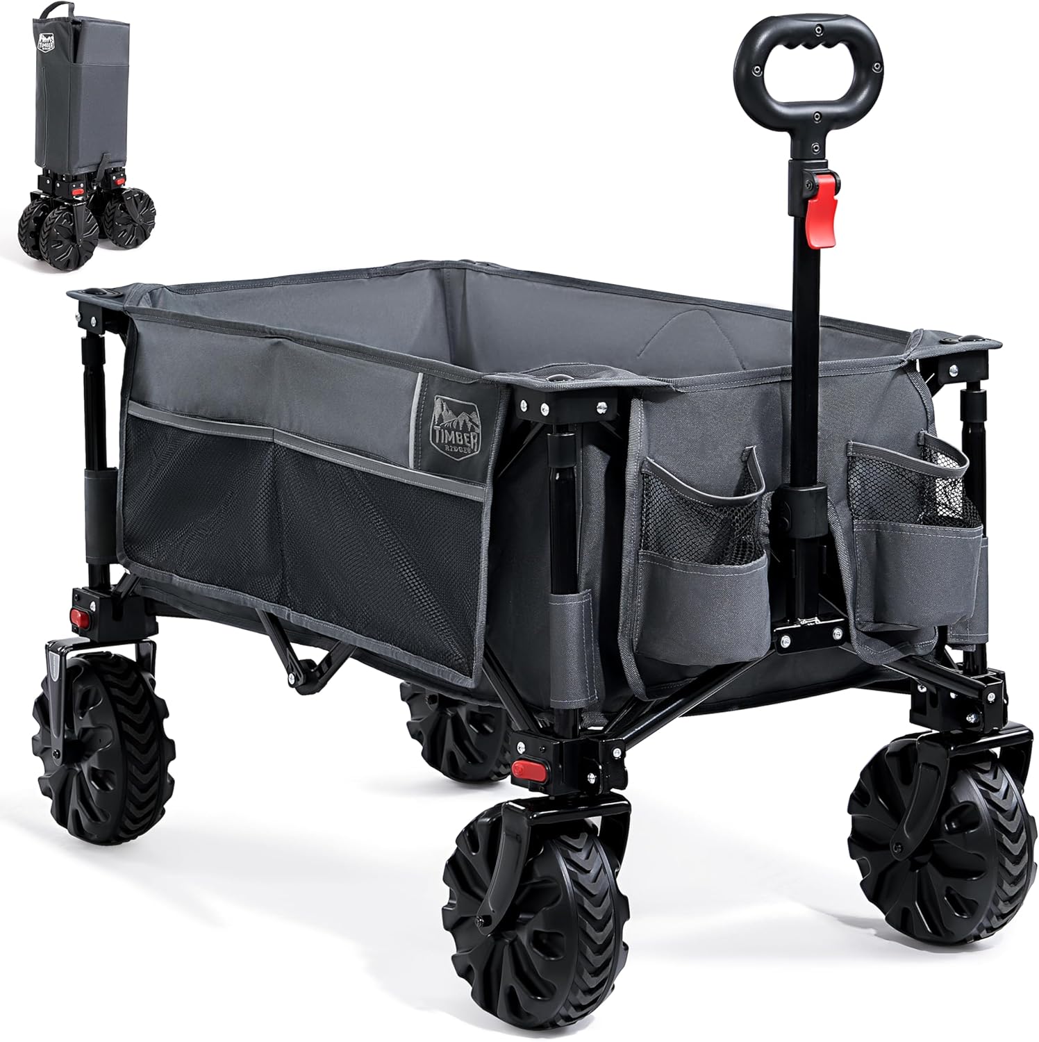 TIMBER RIDGE Festival Trolley Detachable Wide Wheels 100kg Capacity, Folding Bea...
