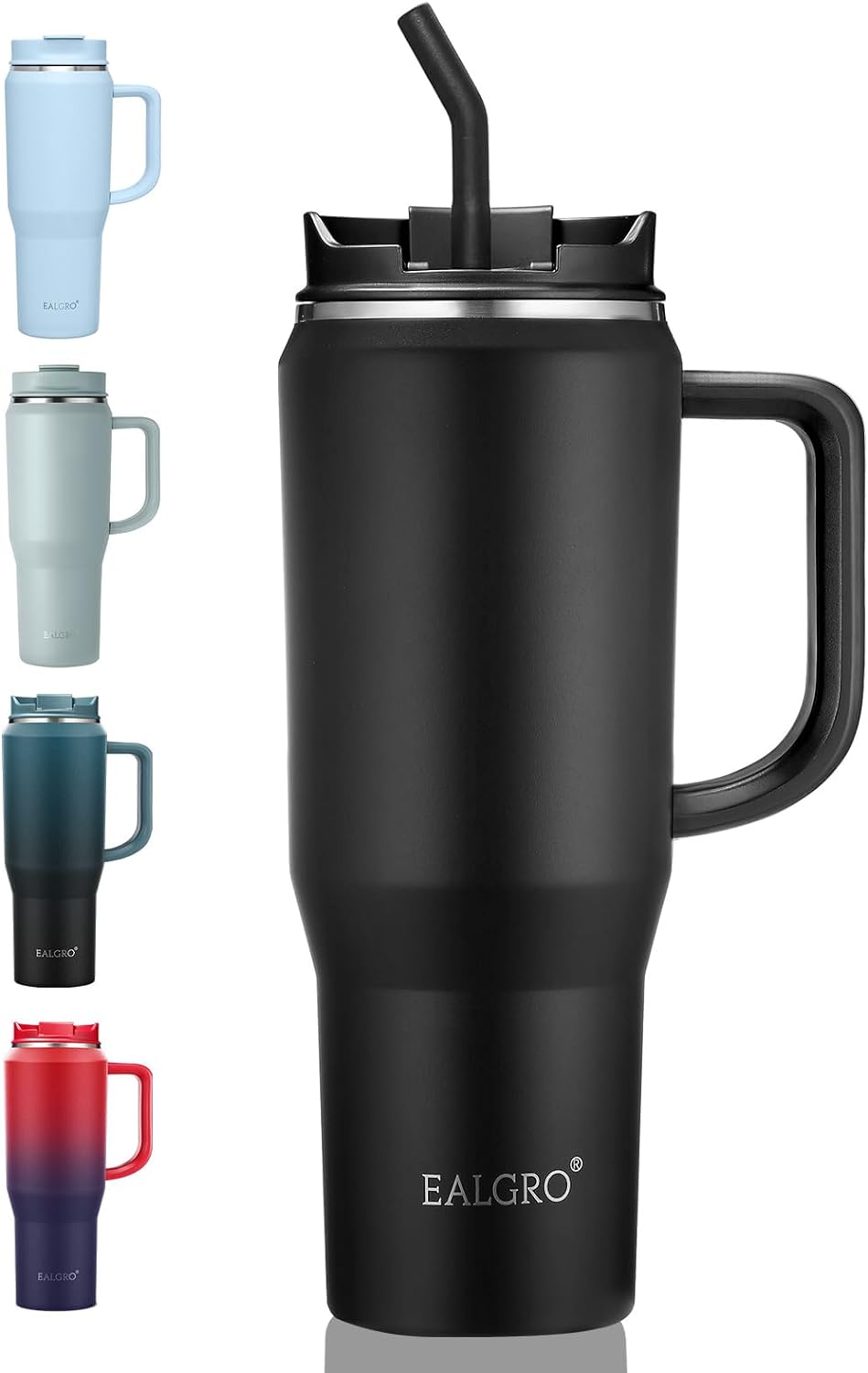 40 oz Tumbler with Handle, Insulated Tumblers with Lid and Straw, Large Metal Sp...