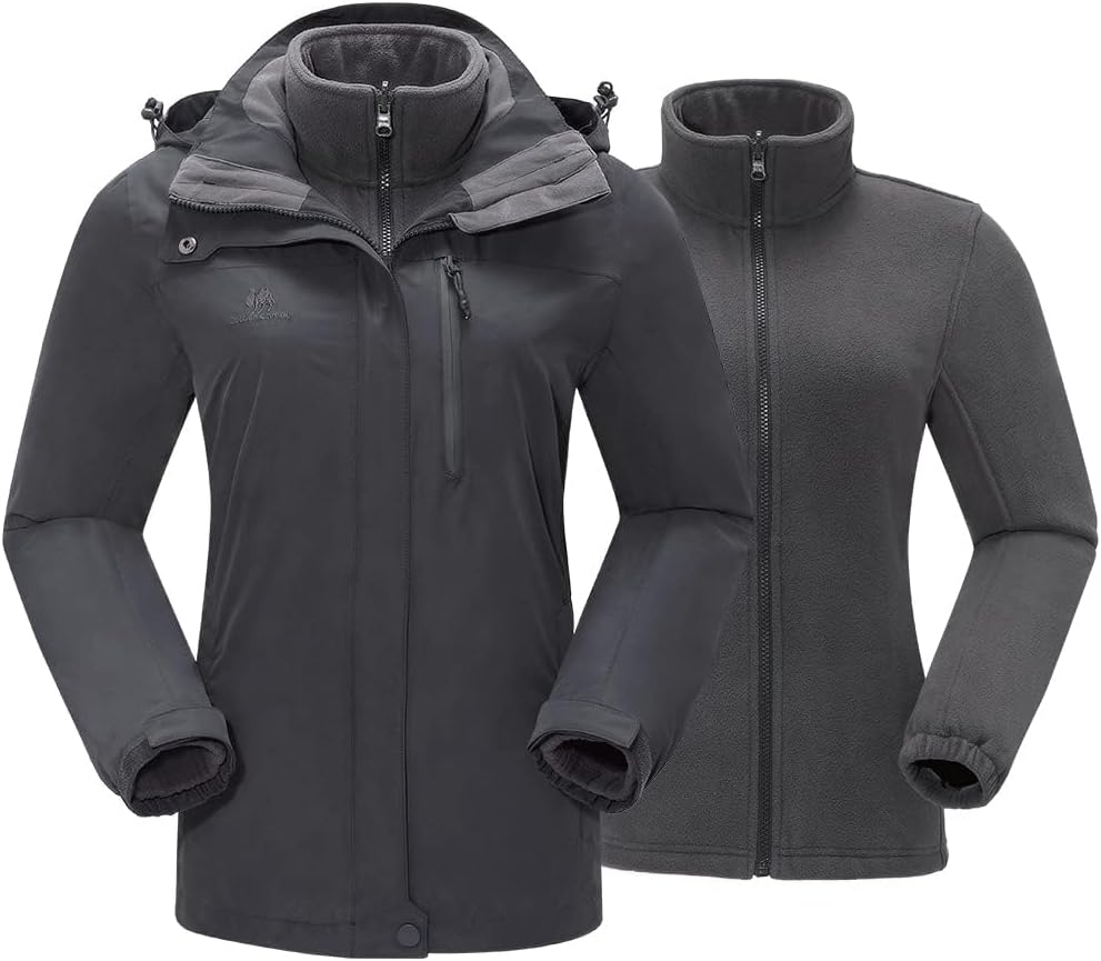 CAMEL CROWN Women's Waterproof Ski Jacket 3 in 1 Winter Coat Windbreaker Snowboa...