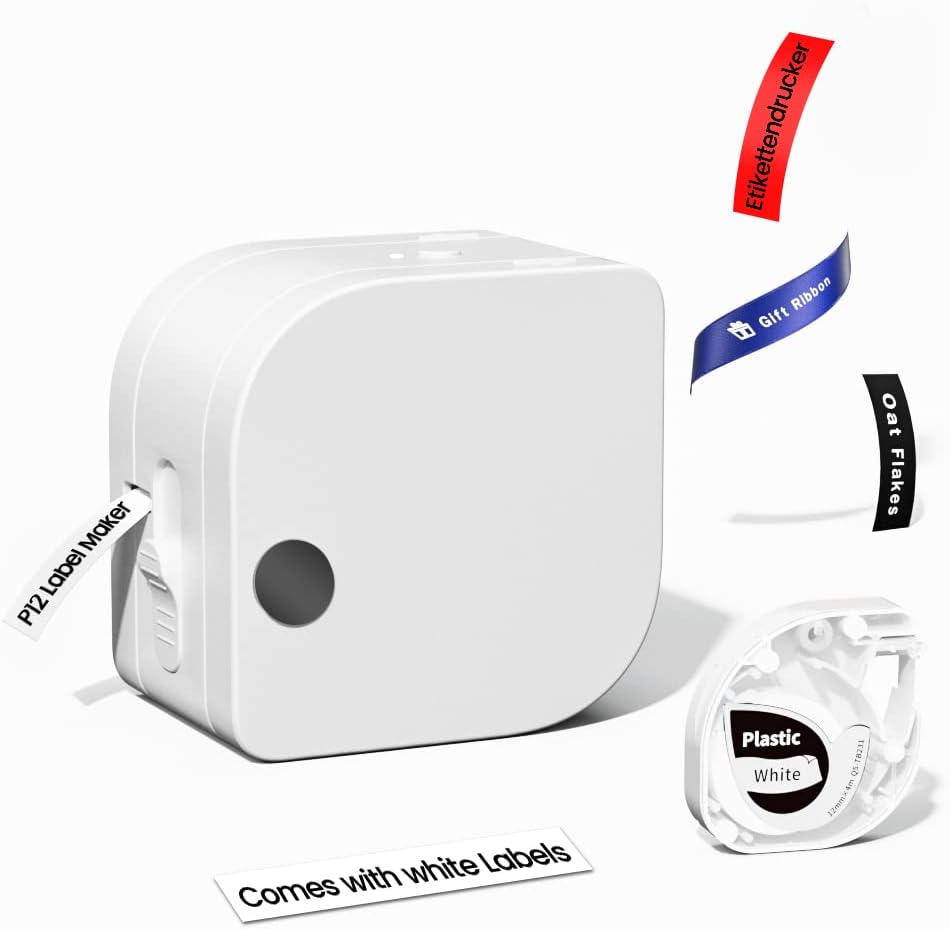 Phomemo P12 Label Maker, Bluetooth Label Maker Machine with Tape, Bluetooth Ther...