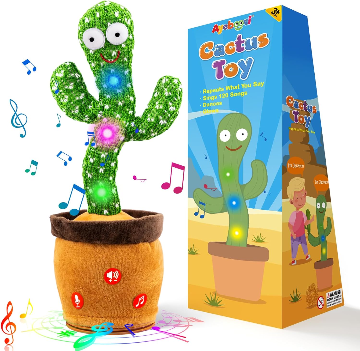 Ayeboovi Dancing Talking Cactus Baby Toy, Mimicking Recording Cactus Toy Repeats...