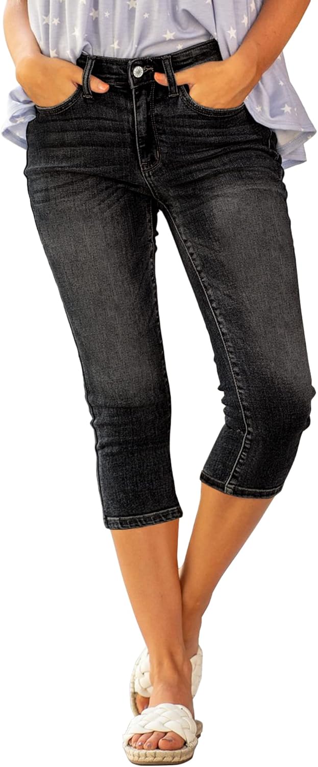 luvamia Womens Capri Jeans for Women High Waisted Skinny Ripped Jean Denim Pants...